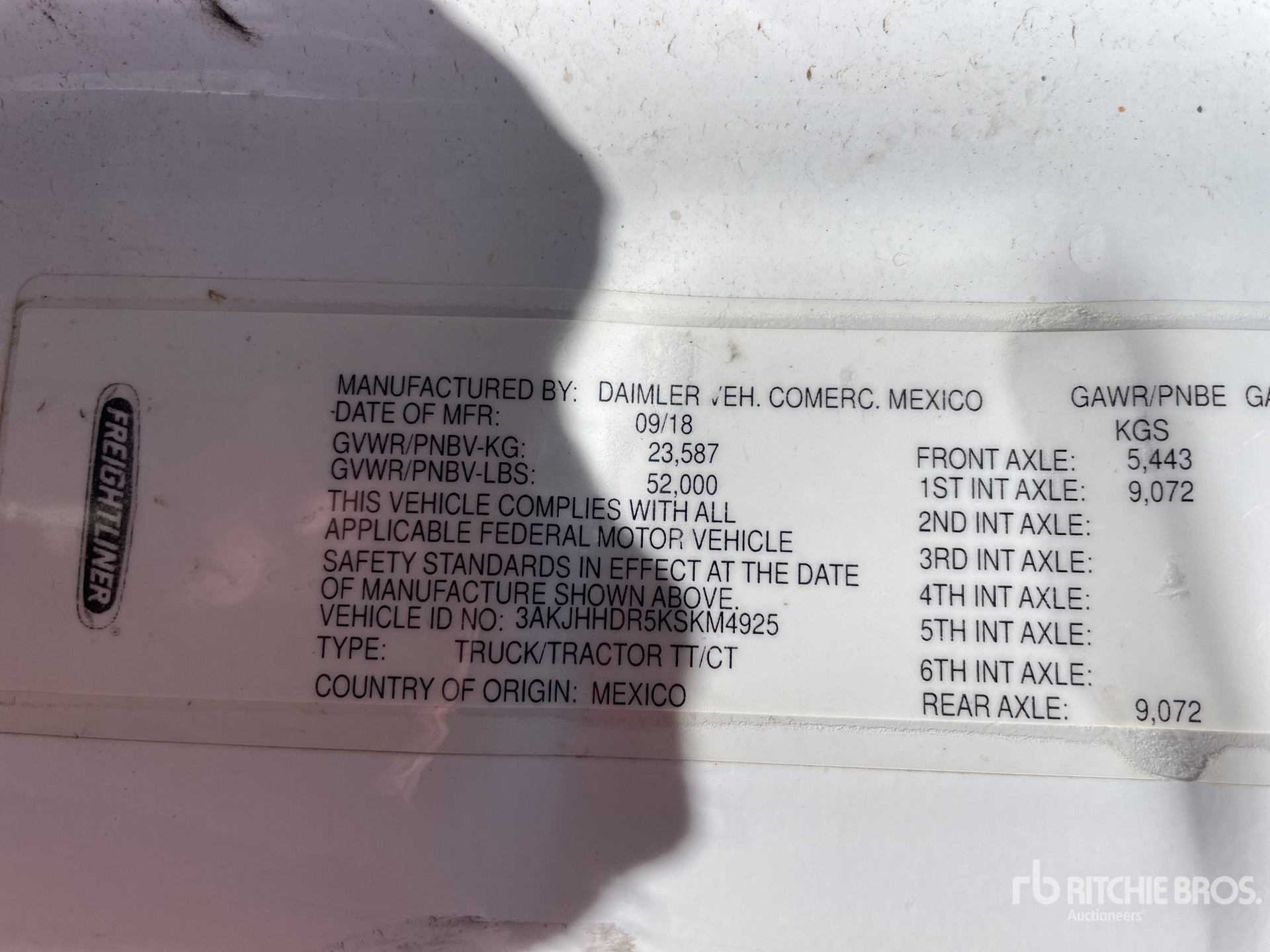 General Appearance with Serial Number / VIN