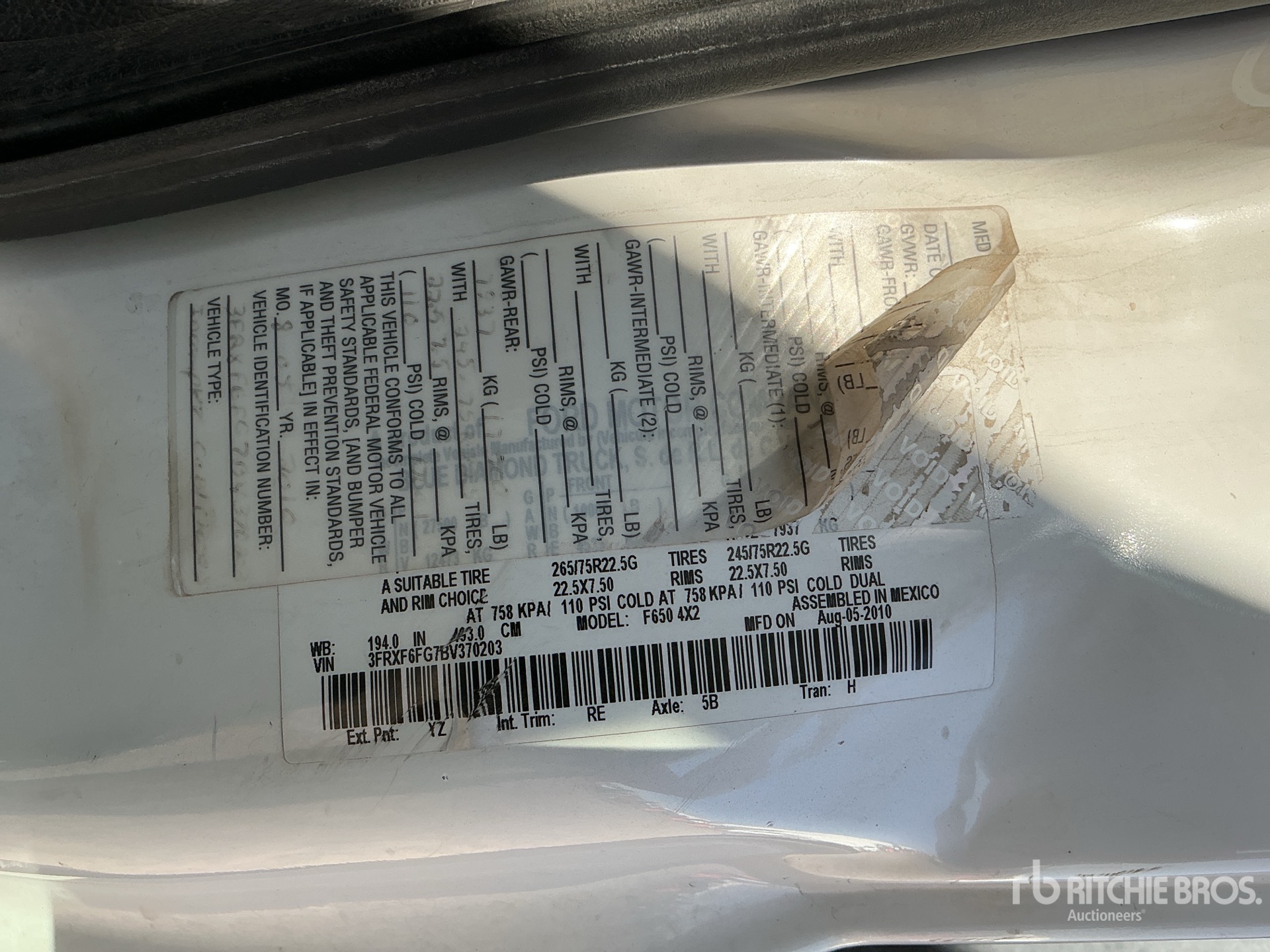 General Appearance with Serial Number / VIN