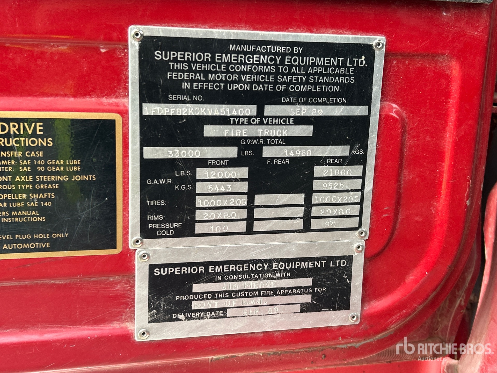 General Appearance with Serial Number / VIN