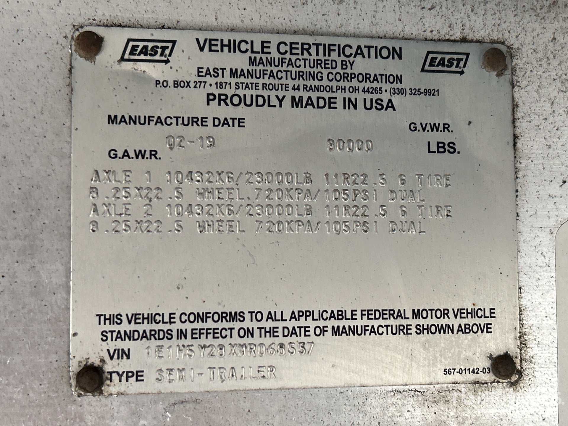 General Appearance with N.º de serie/VIN