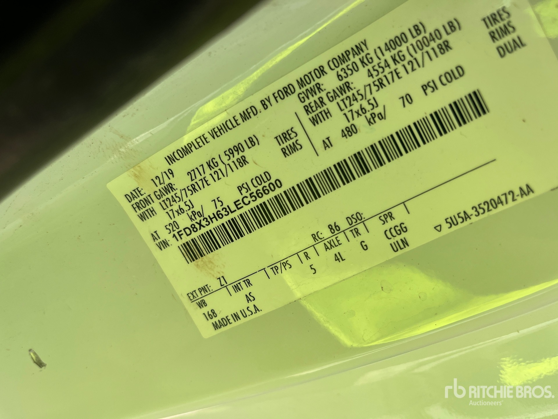 General Appearance with Serial Number / VIN