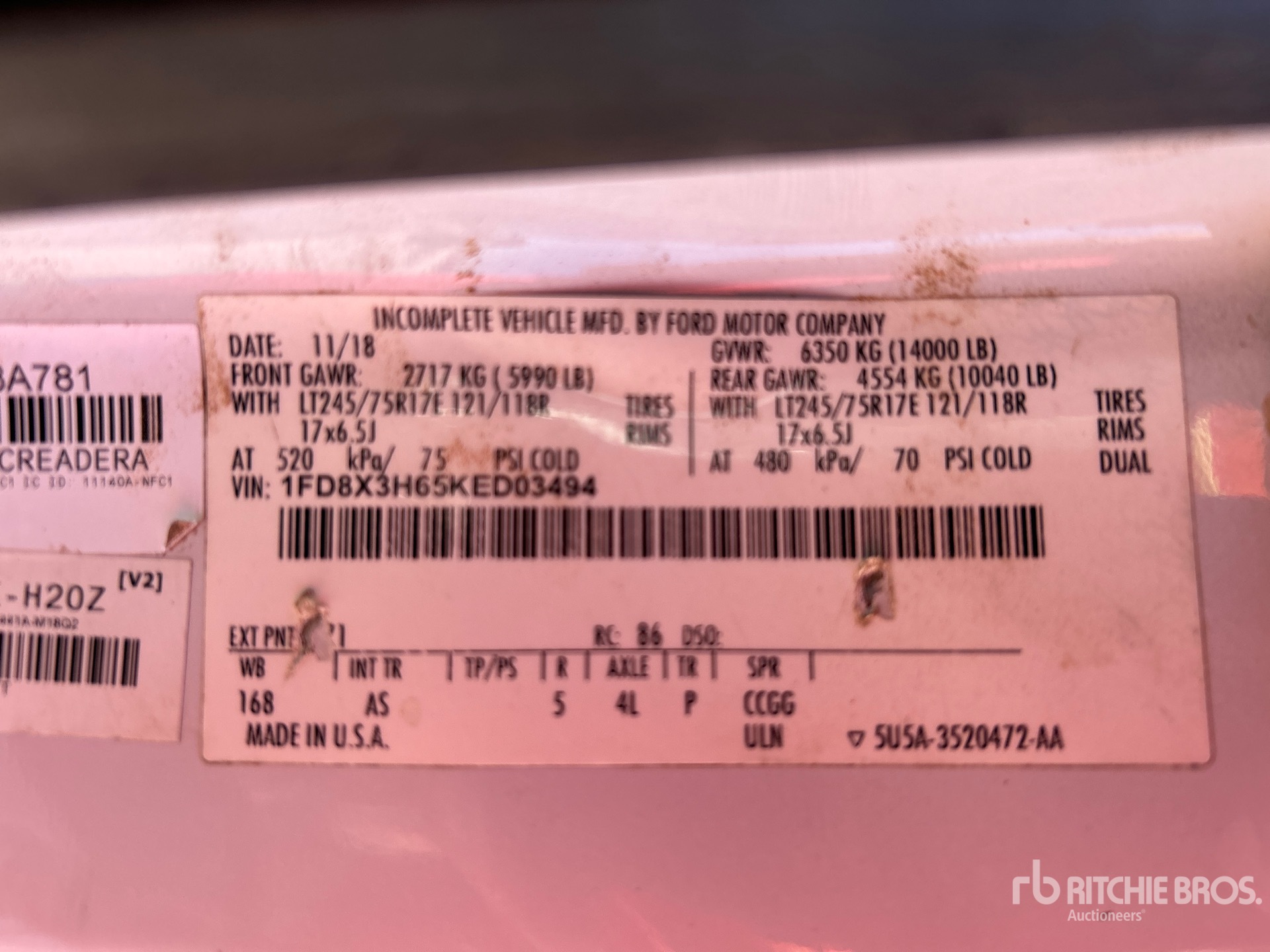 General Appearance with Serial Number / VIN