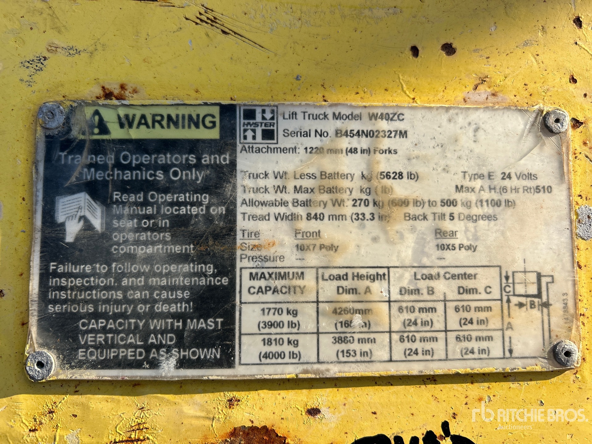 General Appearance with Serial Number / VIN