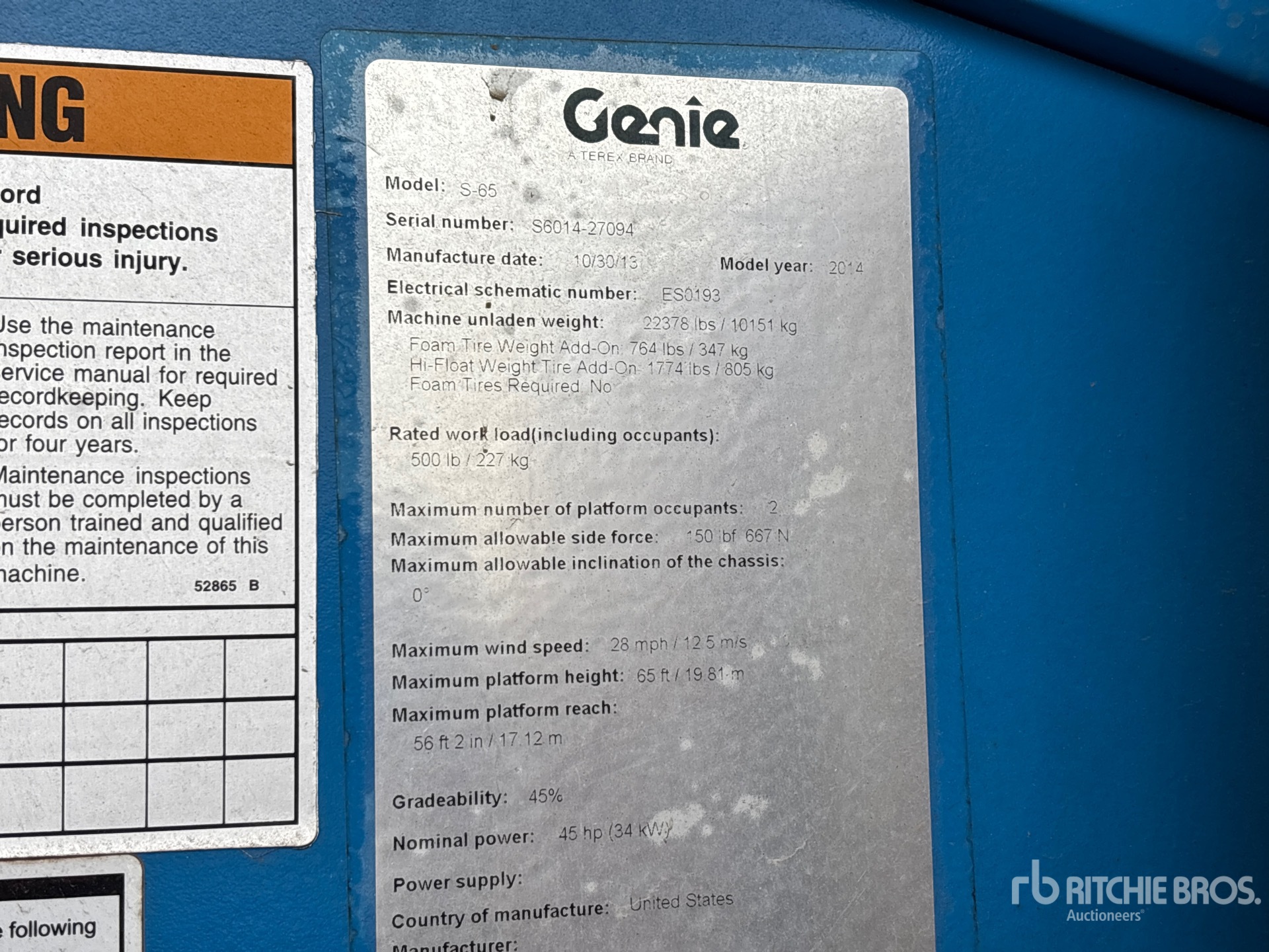 General Appearance with Serial Number / VIN