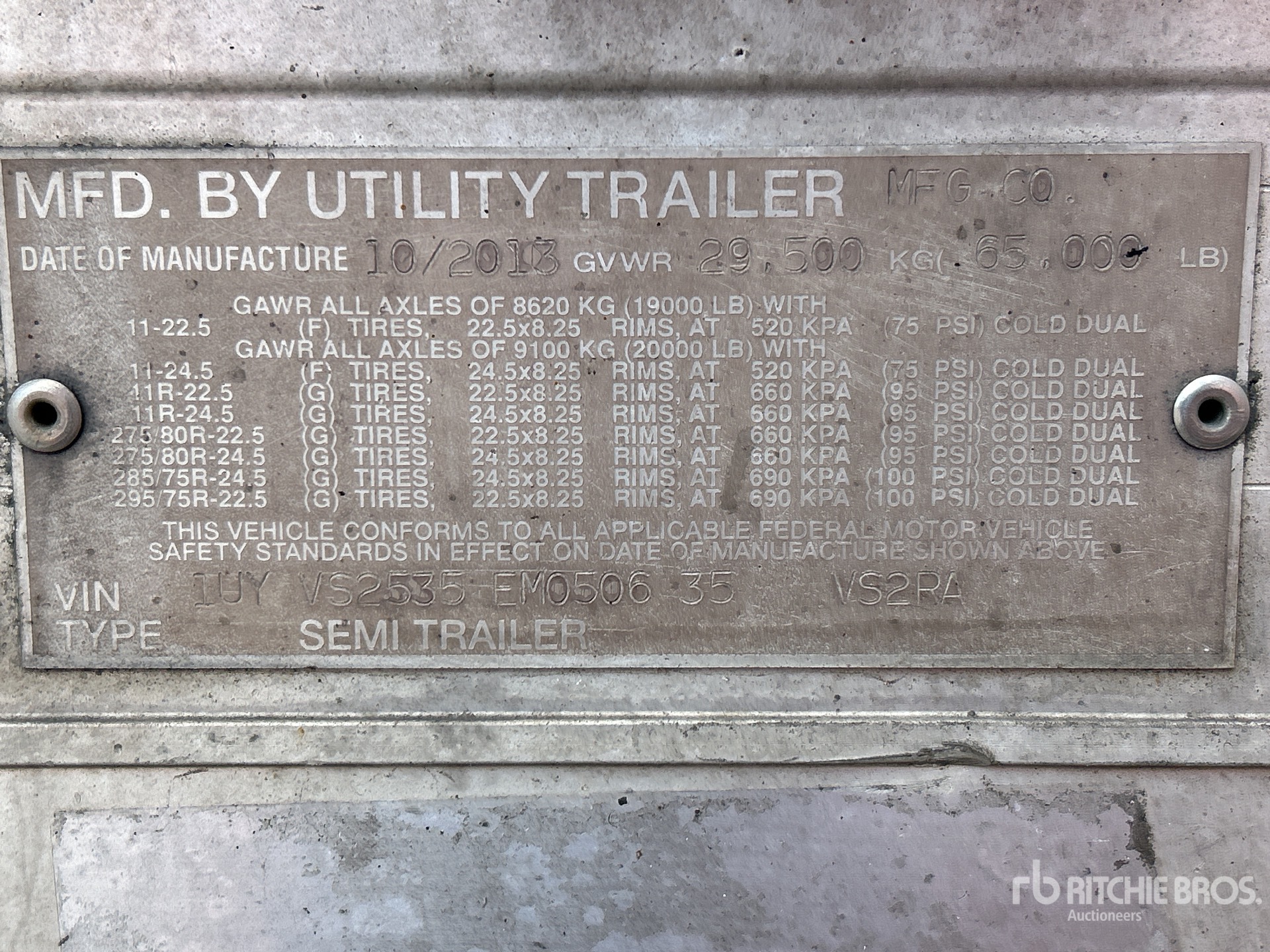 General Appearance with Serial Number / VIN