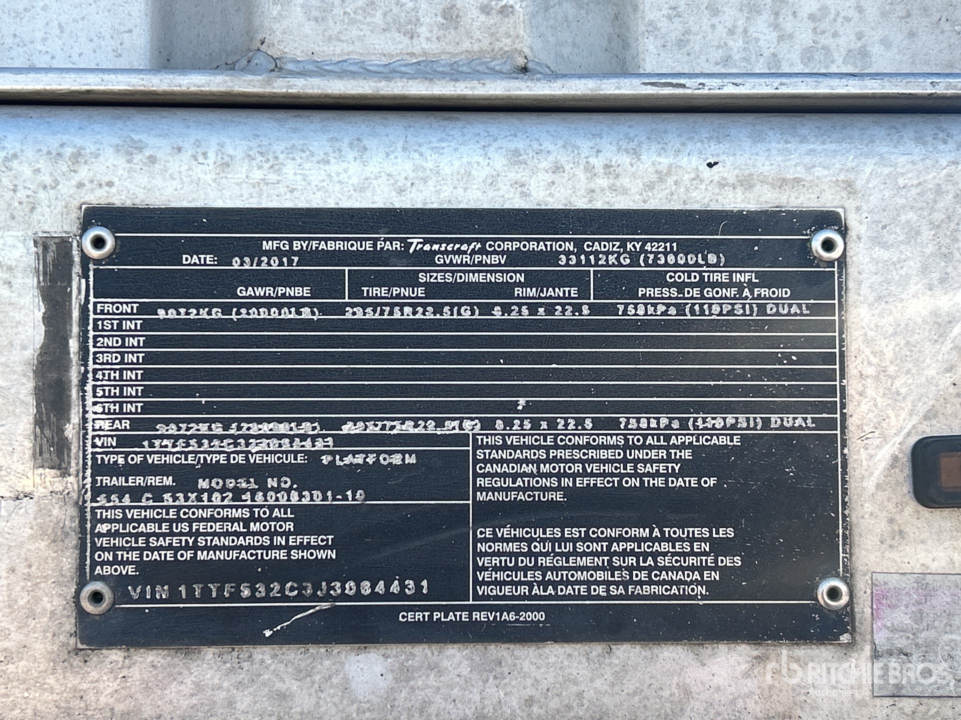 General Appearance with Serial Number / VIN