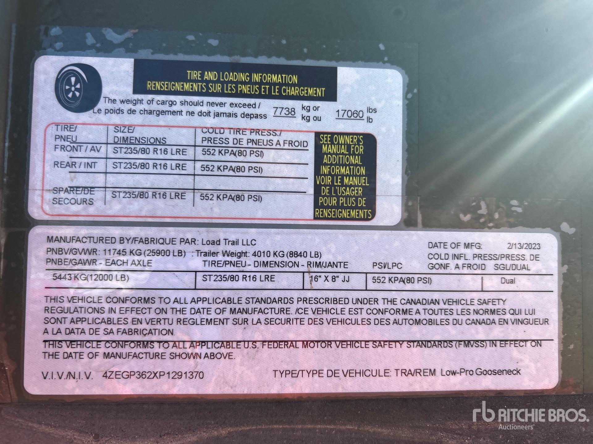 General Appearance with Serial Number / VIN