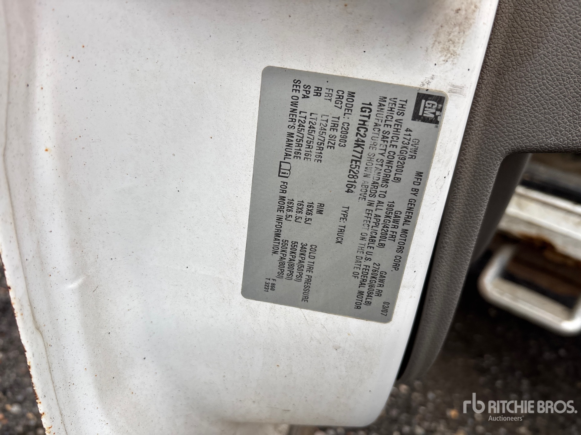 General Appearance with Serial Number / VIN