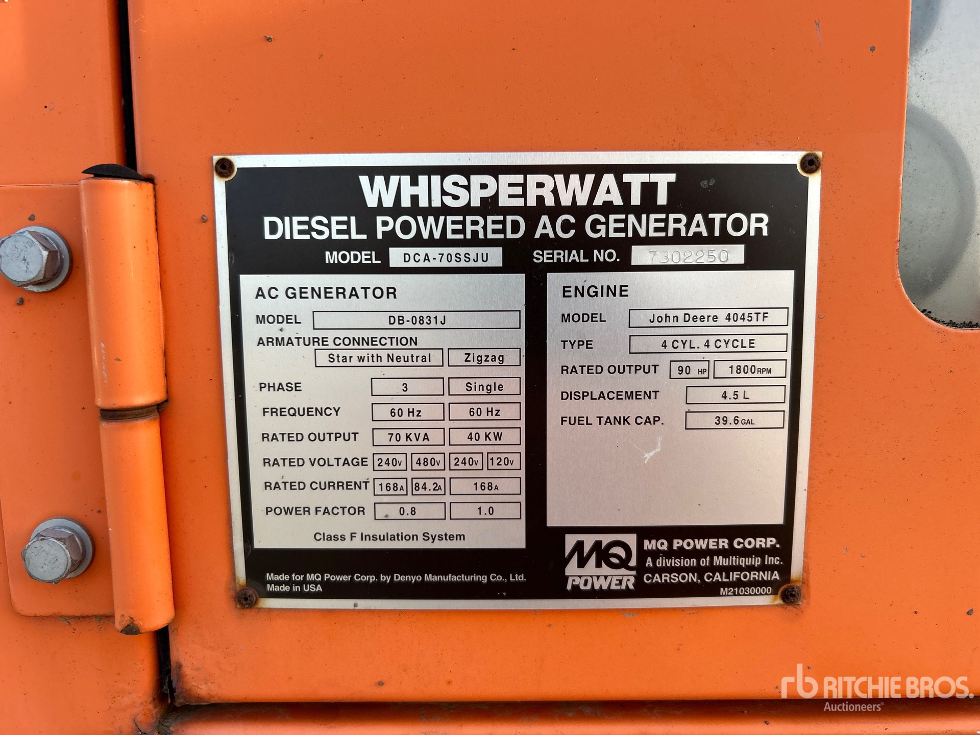 General Appearance with Unit Serial Number