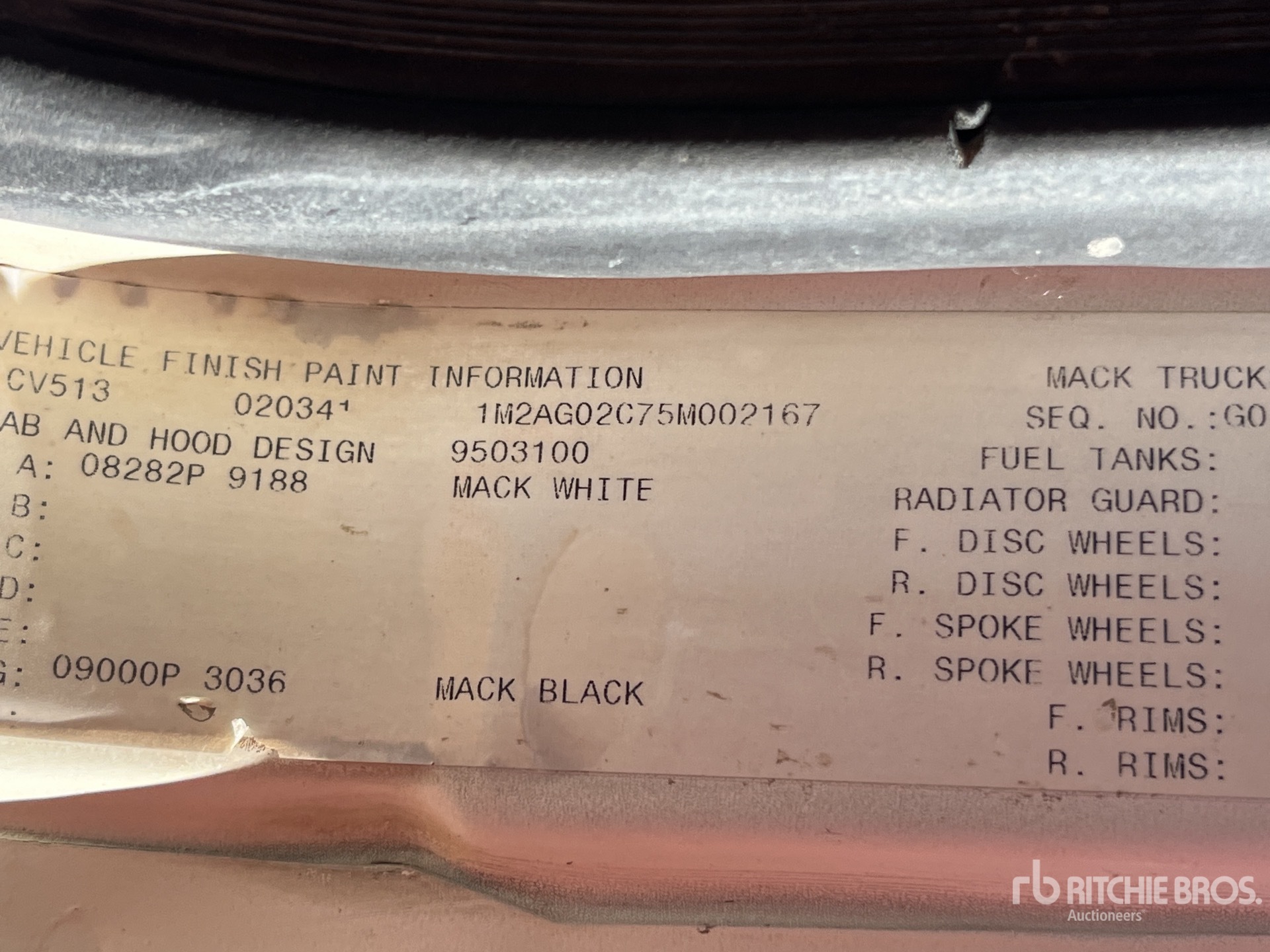 General Appearance with Serial Number / VIN