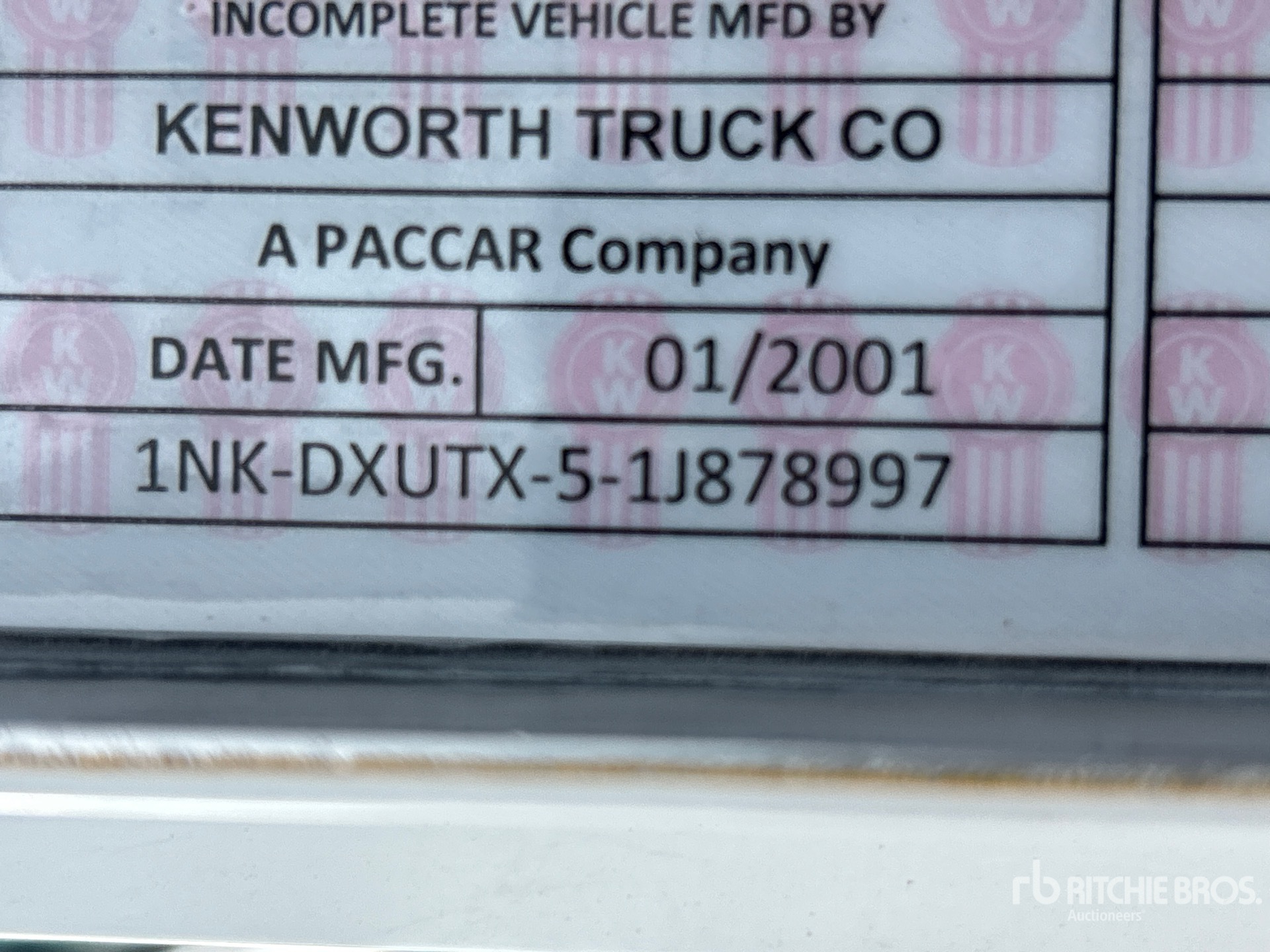 General Appearance with Serial Number / VIN