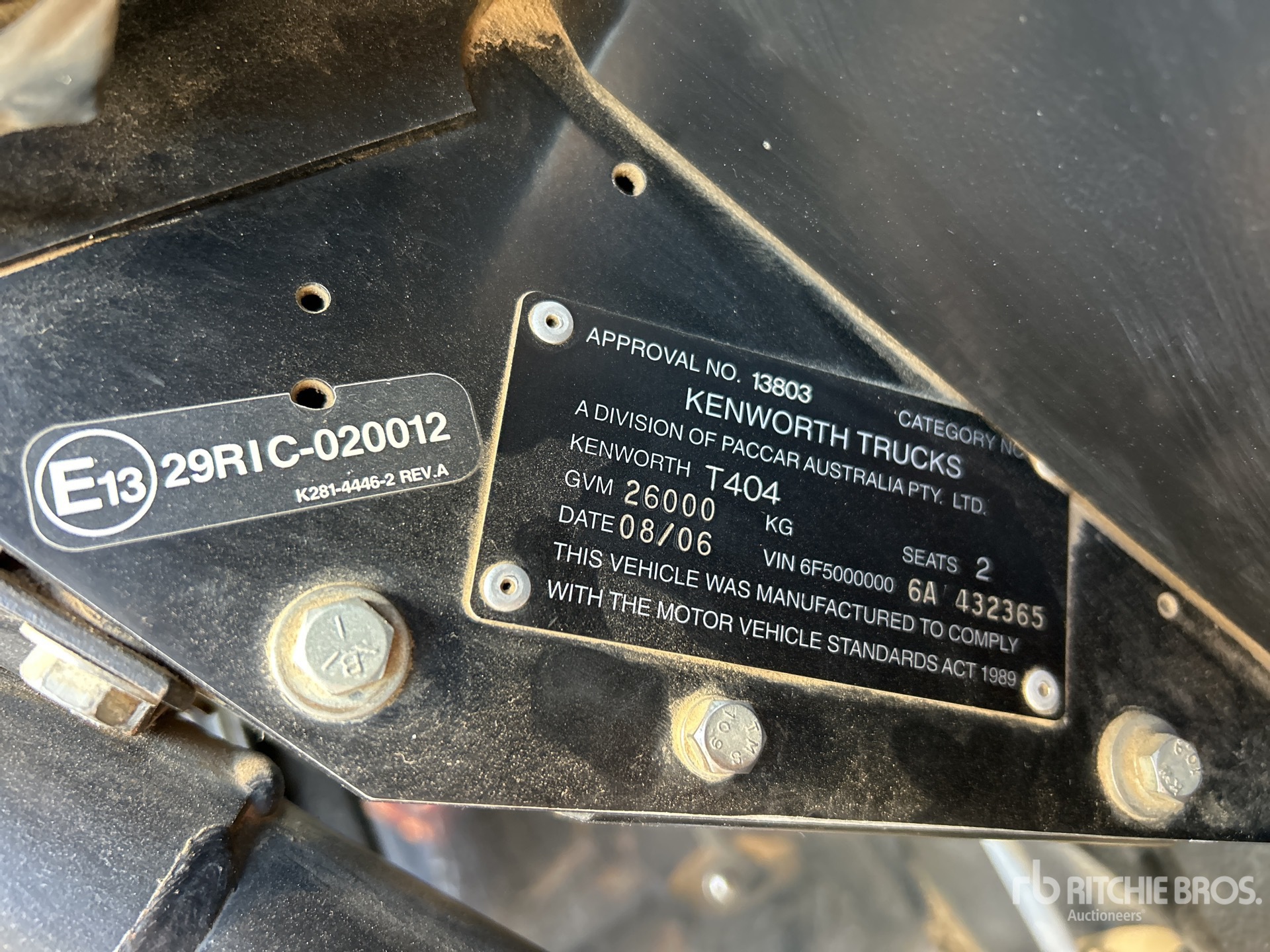 General Appearance with Serial Number / VIN