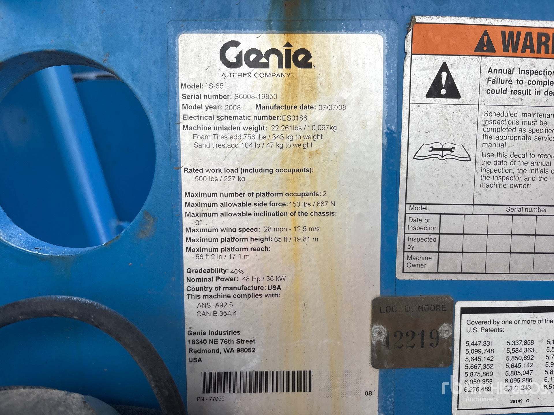 General Appearance with N.º de serie/VIN