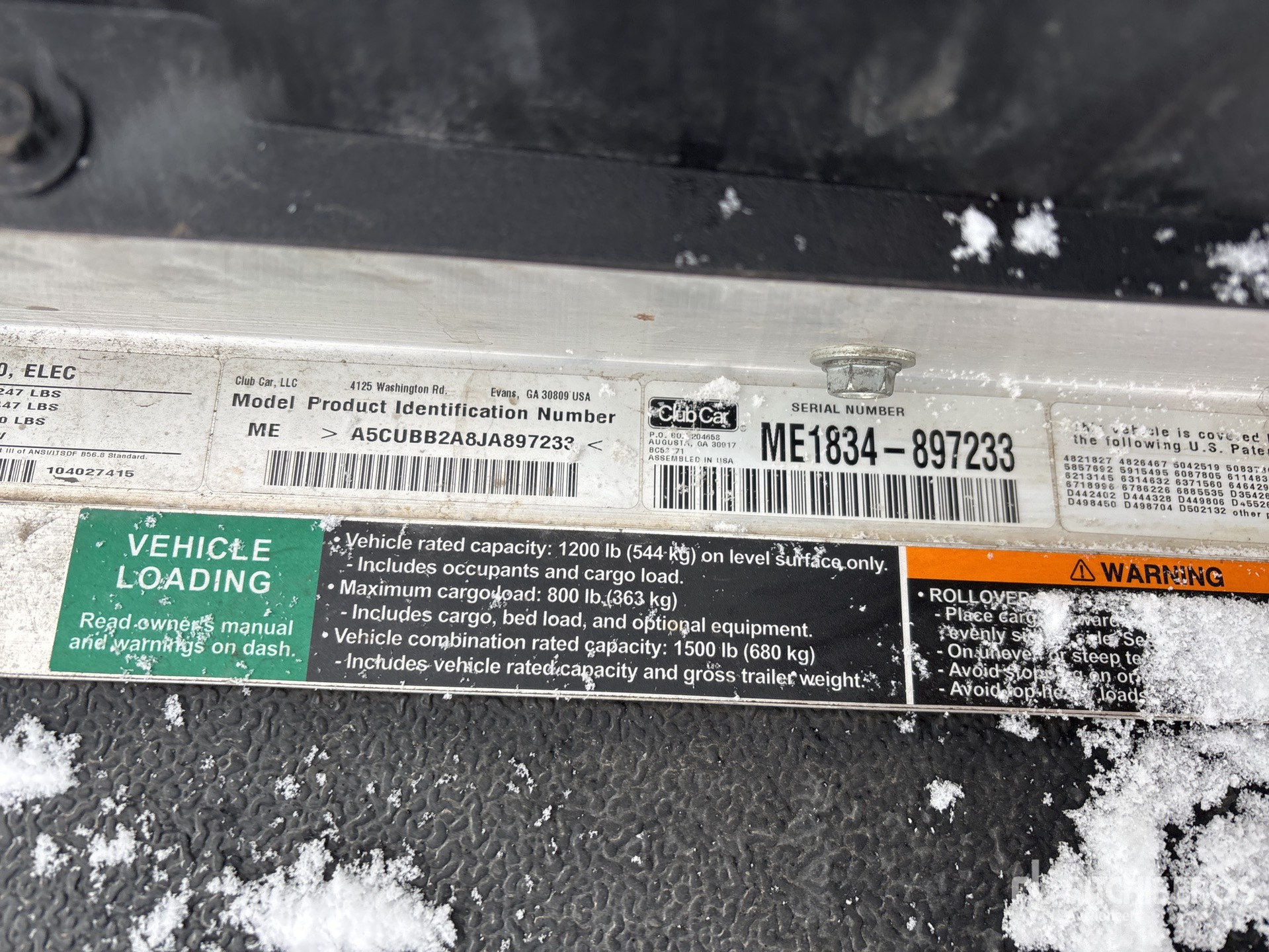 General Appearance with Serial Number / VIN