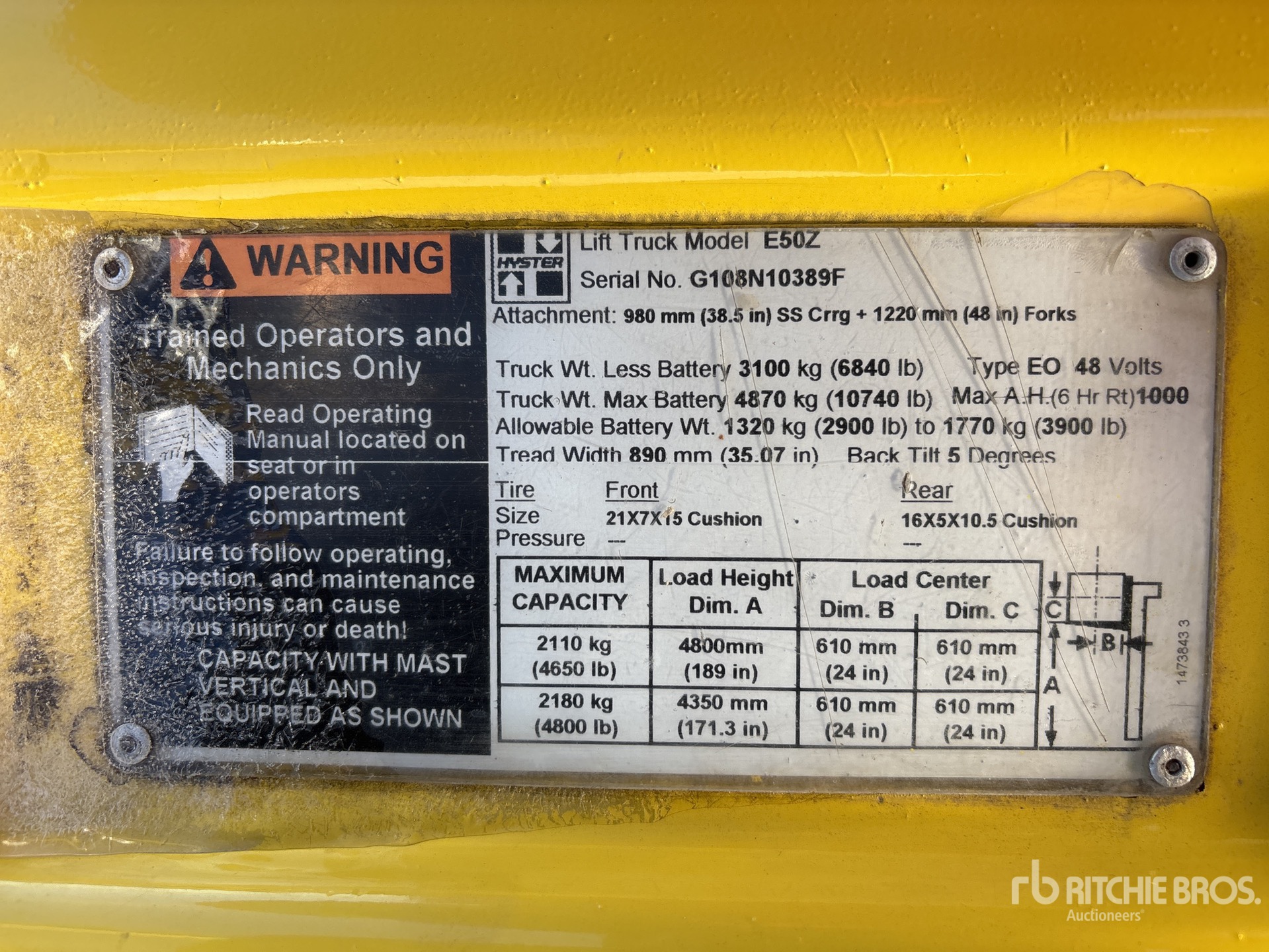 General Appearance with Serial Number / VIN