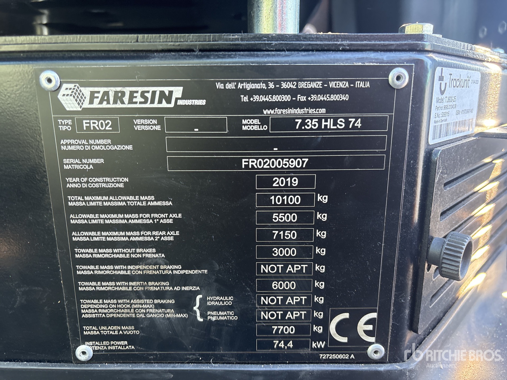 General Appearance with Serial Number / VIN