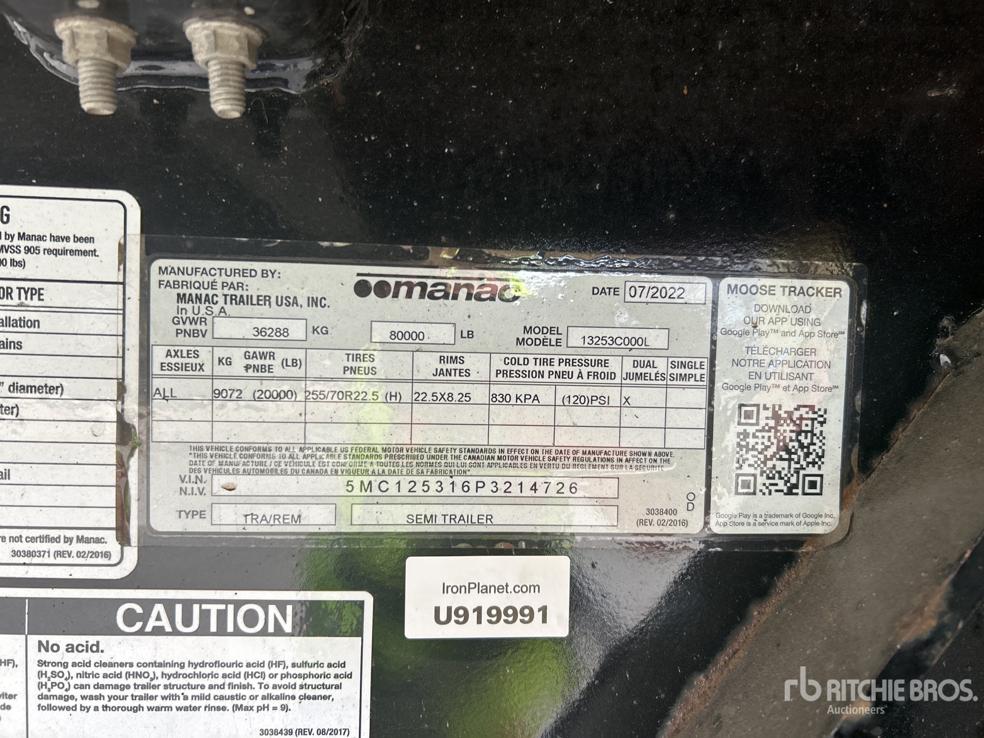 General Appearance with Serial Number / VIN