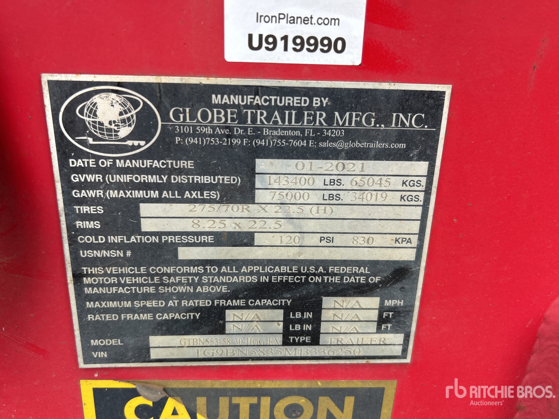 General Appearance with Serial Number / VIN