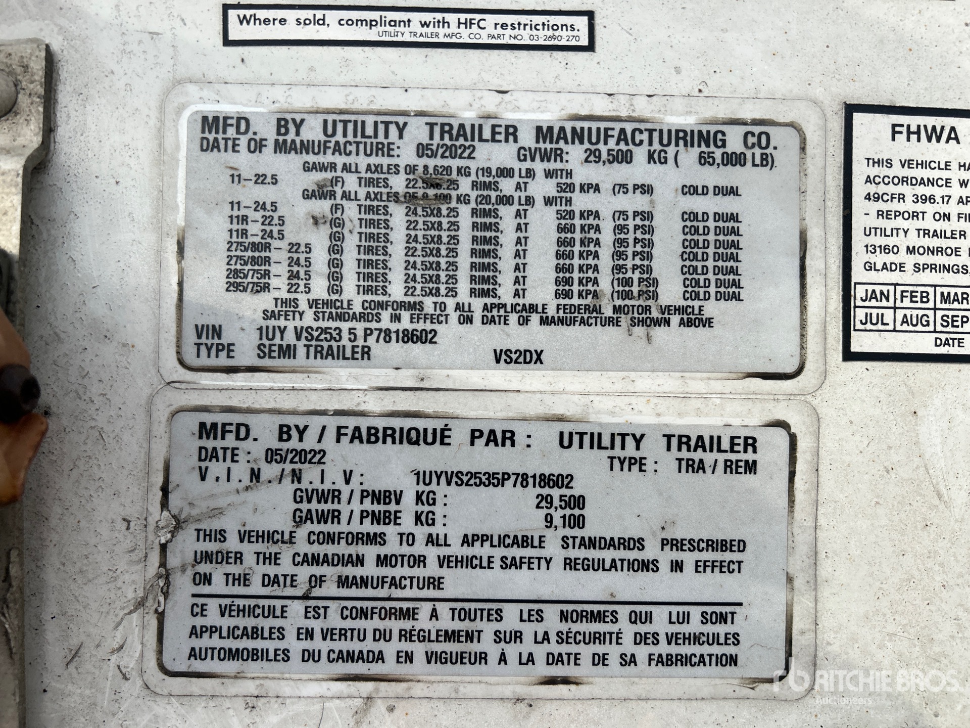 General Appearance with Serial Number / VIN