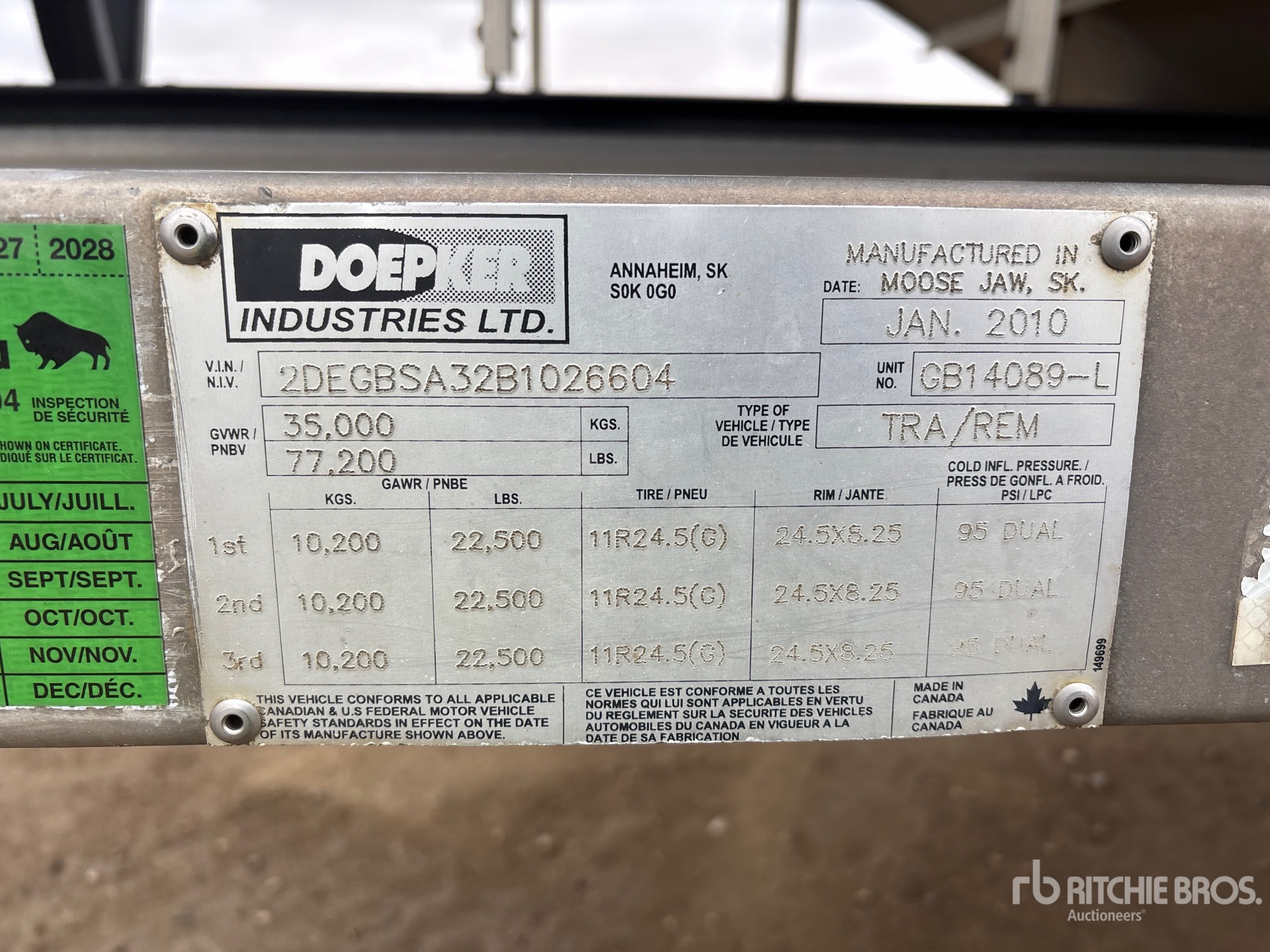 General Appearance with Serial Number / VIN