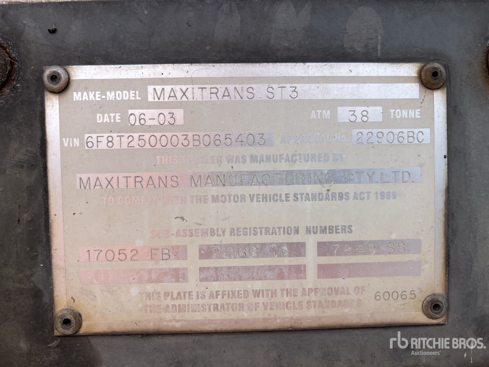 General Appearance with Serial Number / VIN