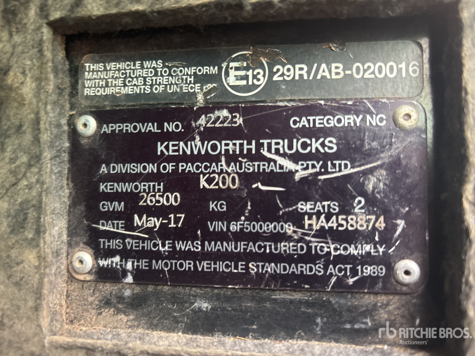 General Appearance with Serial Number / VIN