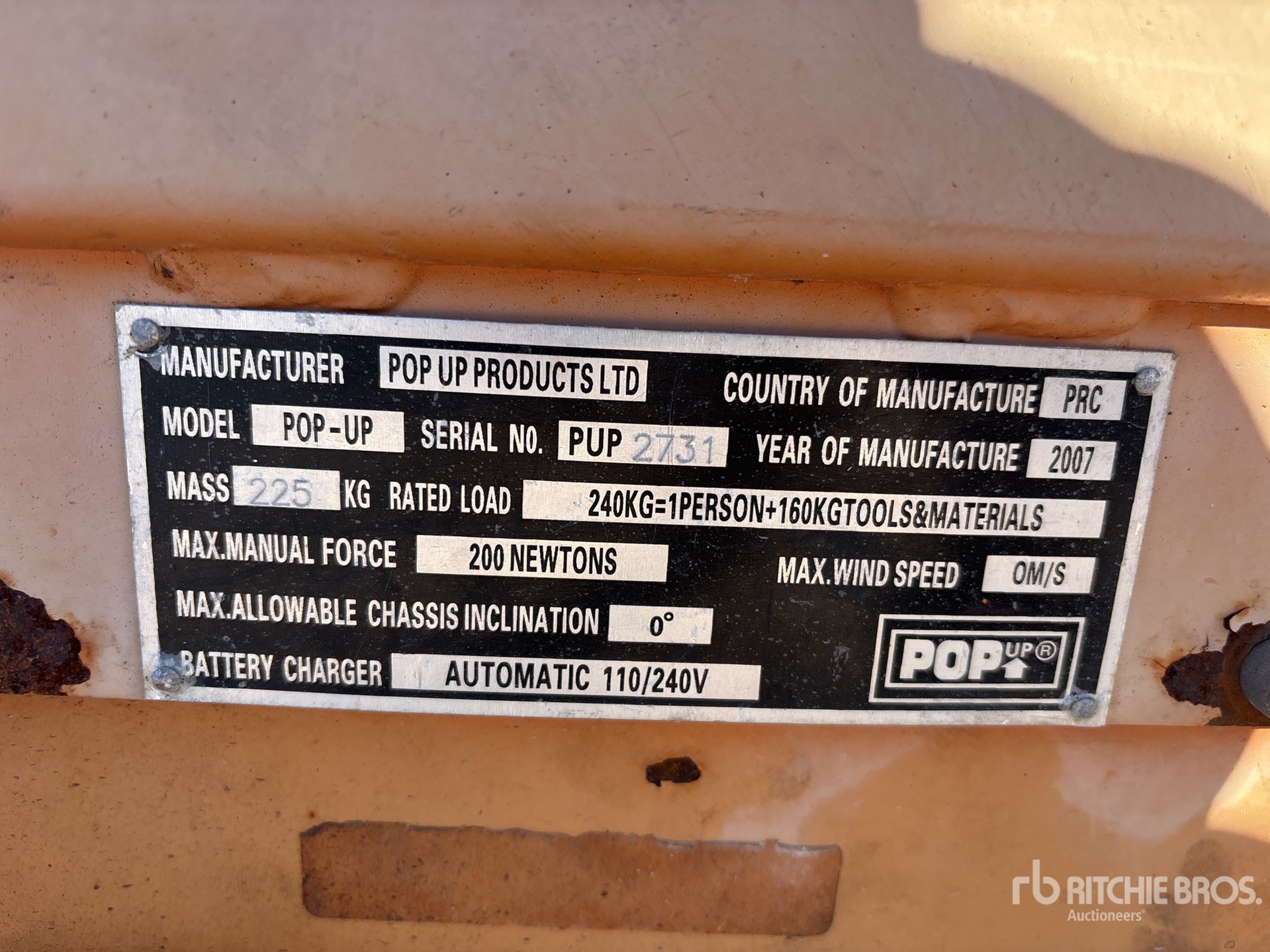 General Appearance with Serial Number / VIN