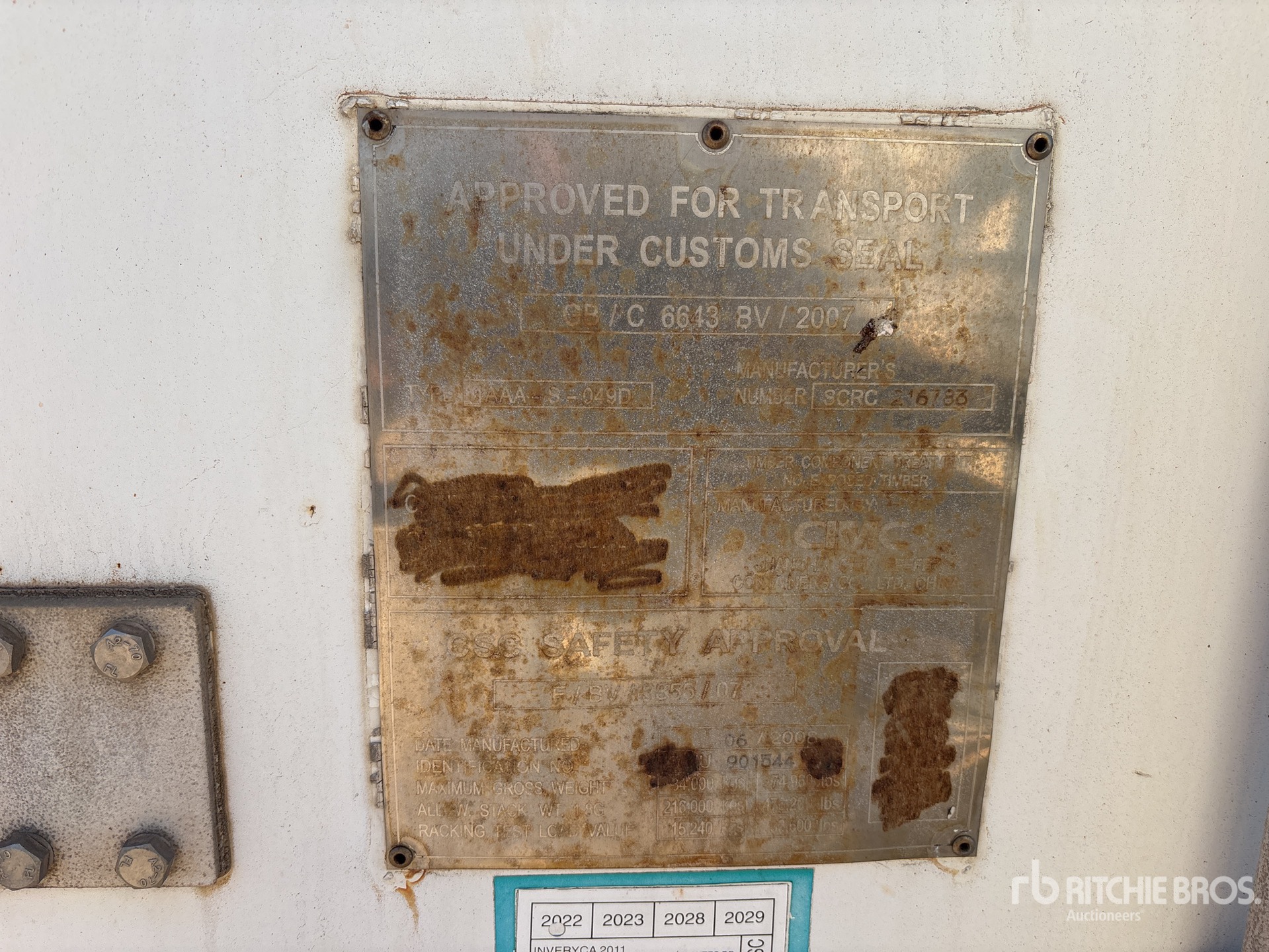 General Appearance with Serial Number / VIN