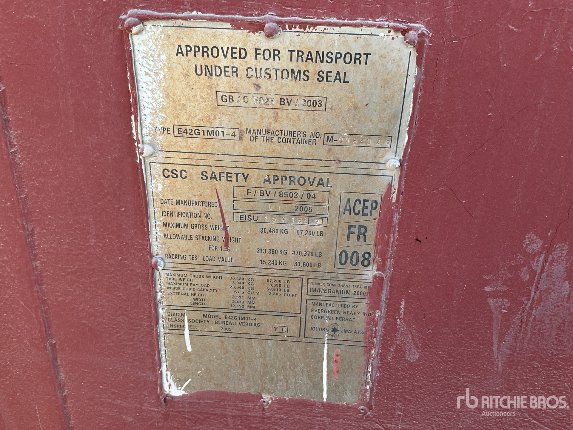 General Appearance with Serial Number / VIN