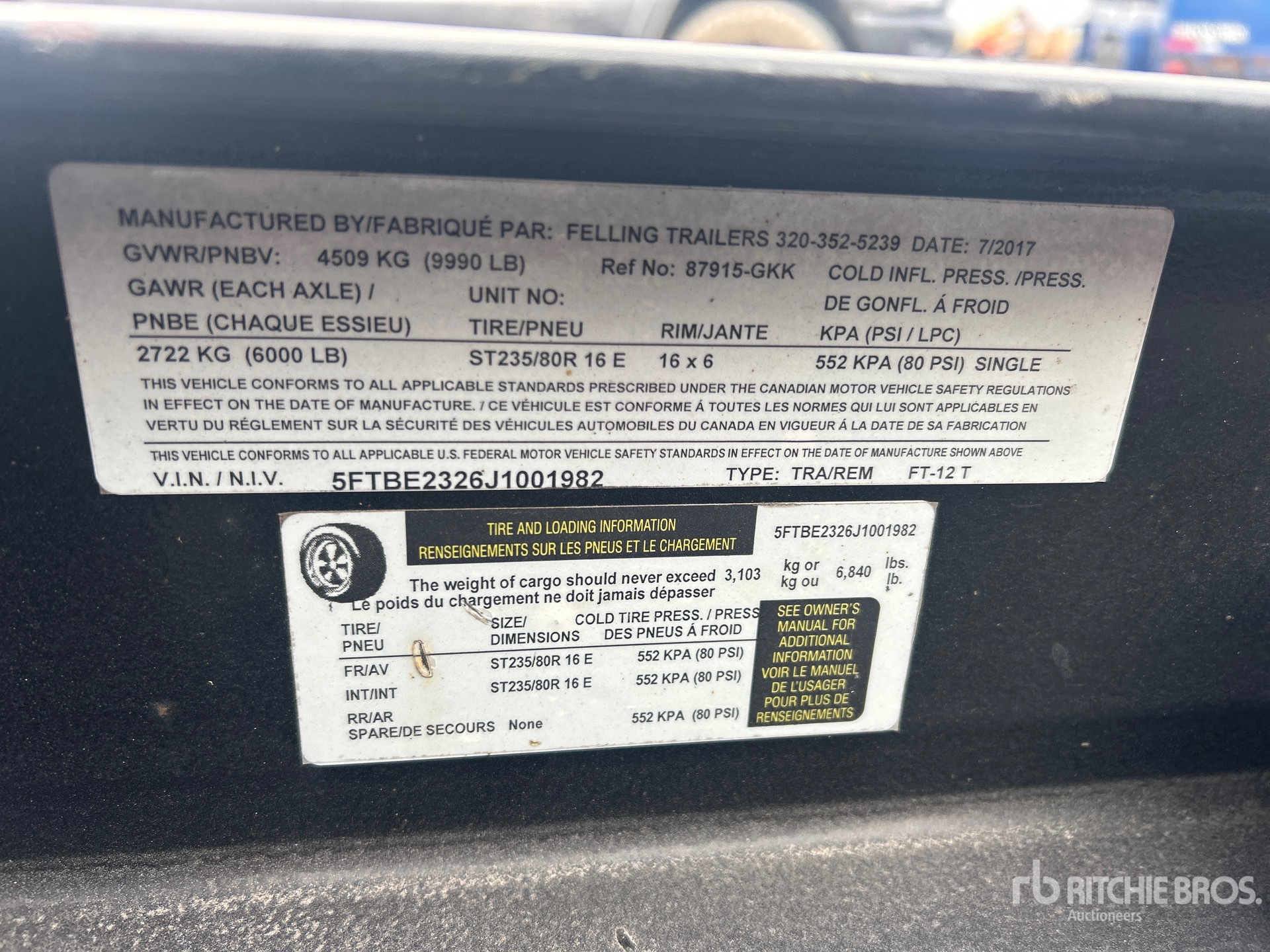 General Appearance with Serial Number / VIN