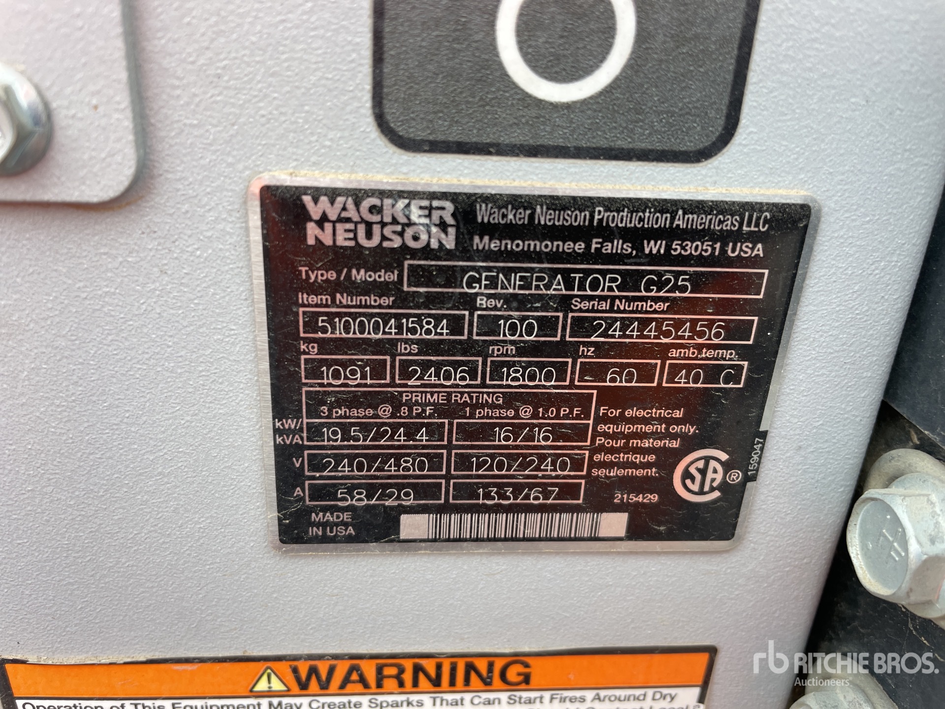 General Appearance with Serial Number / VIN