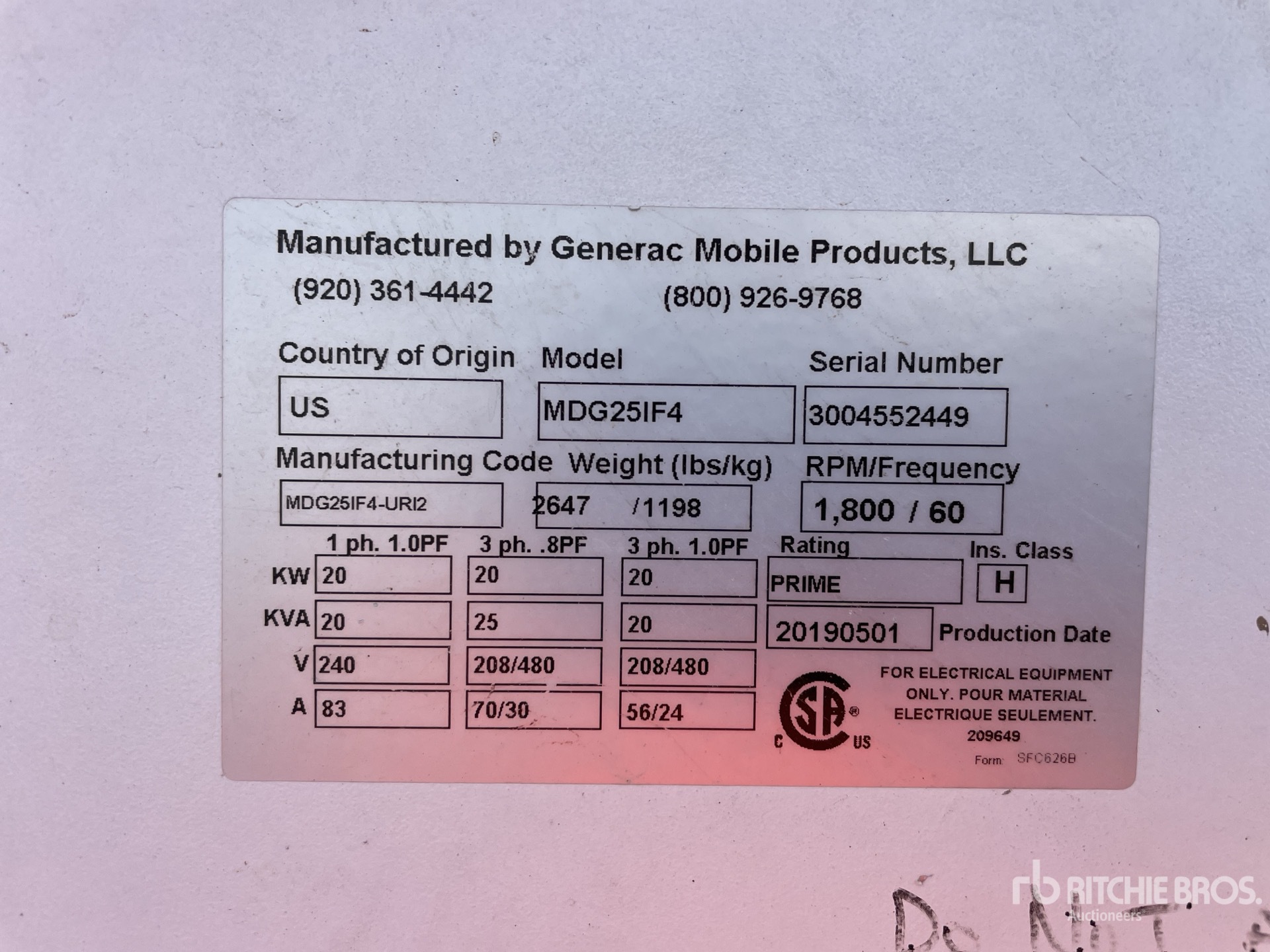 General Appearance with N.º de serie/VIN
