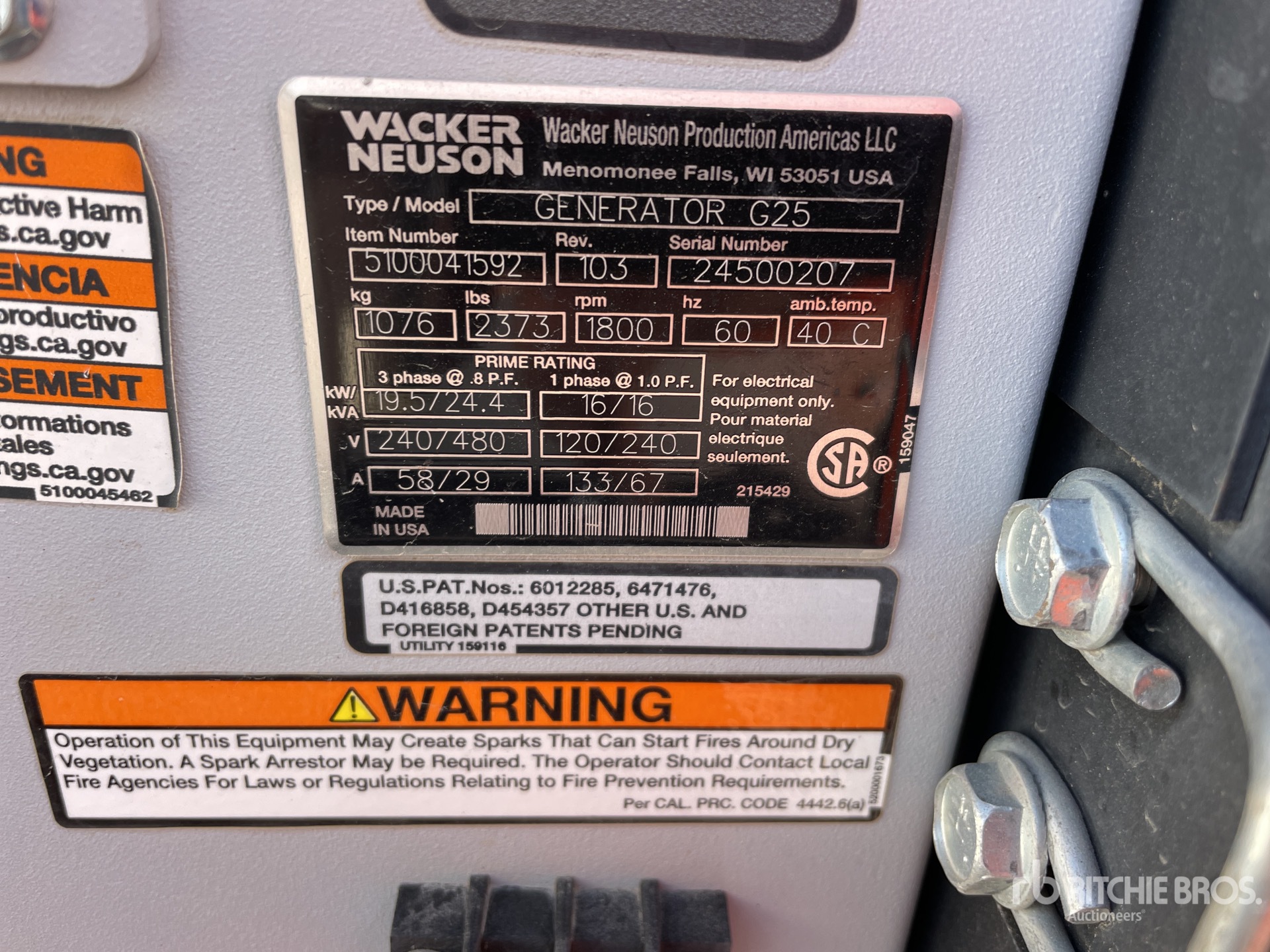 General Appearance with N.º de serie/VIN