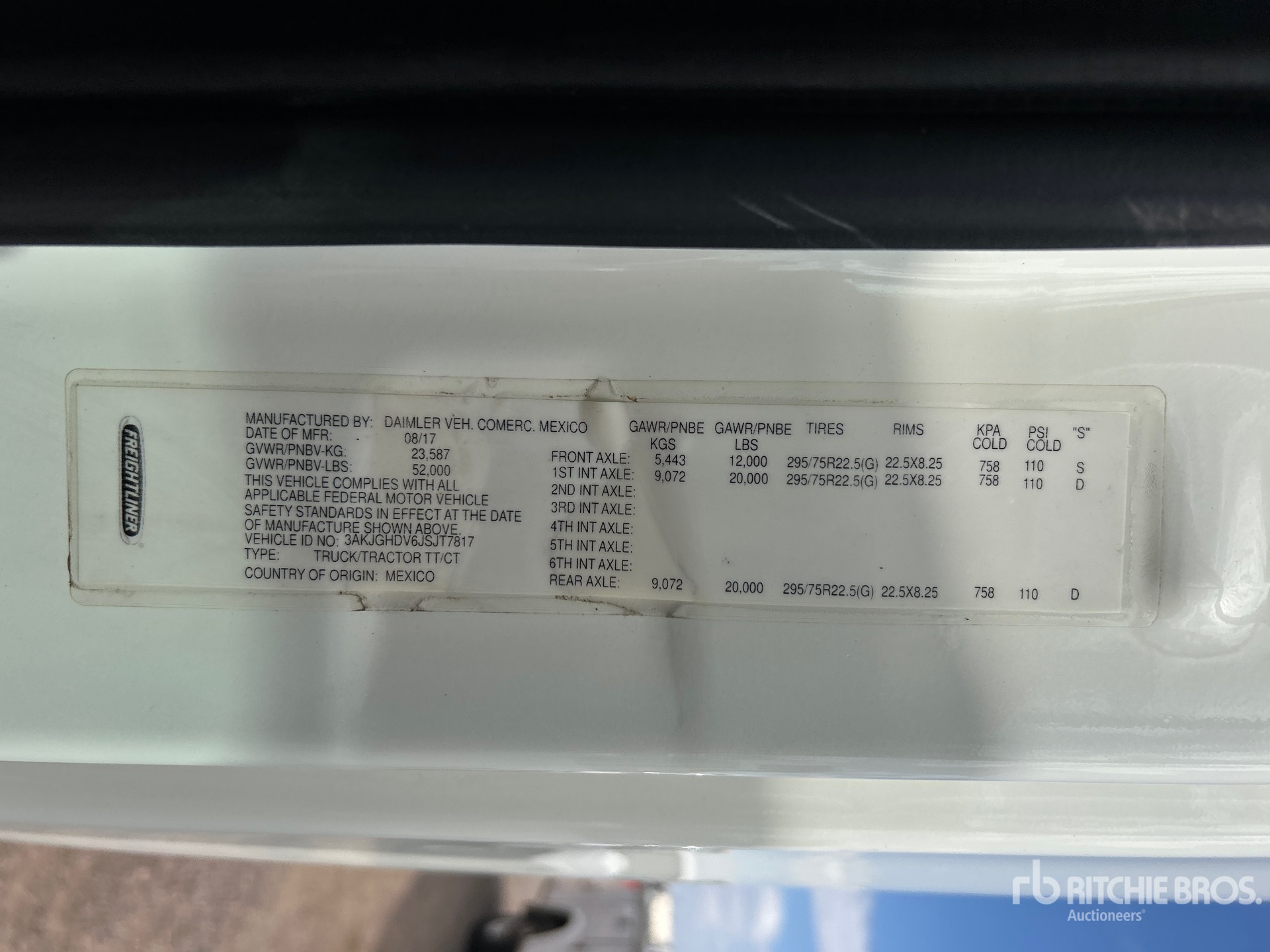 General Appearance with Serial Number / VIN