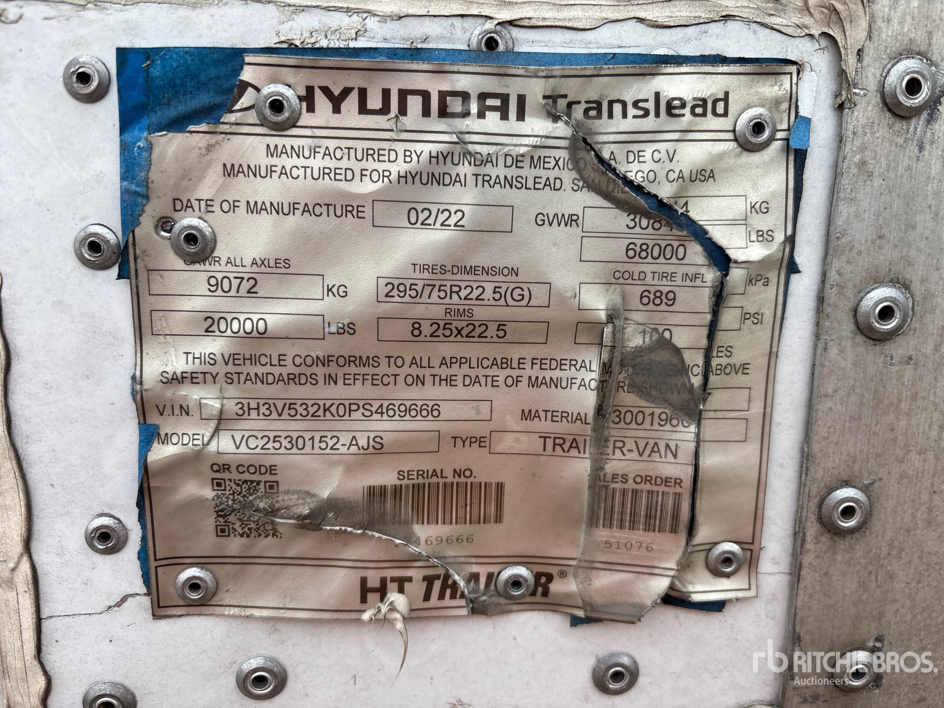 General Appearance with N.º de serie/VIN