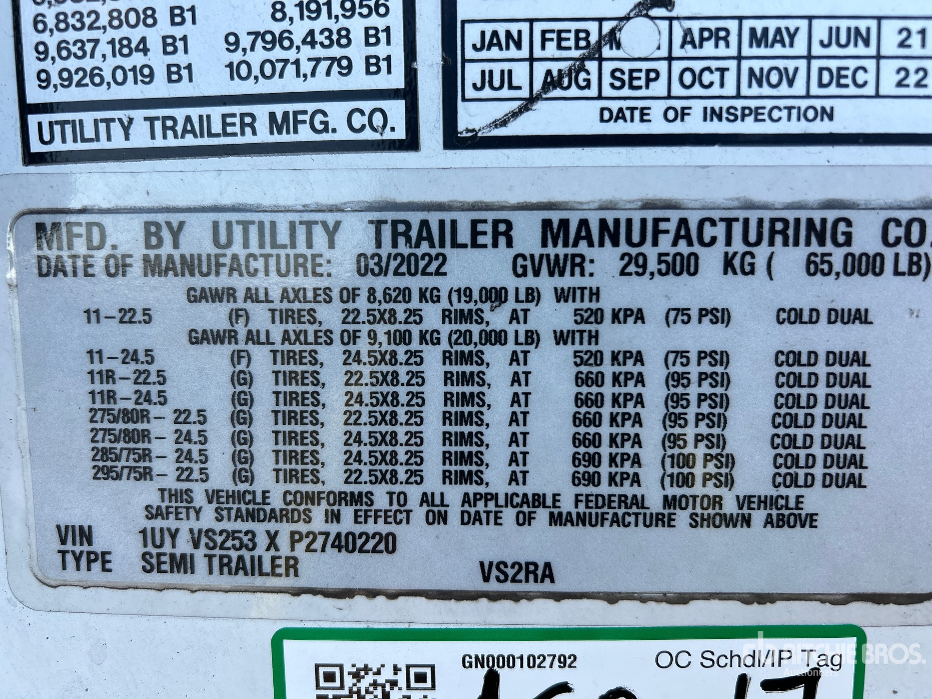General Appearance with Serial Number / VIN