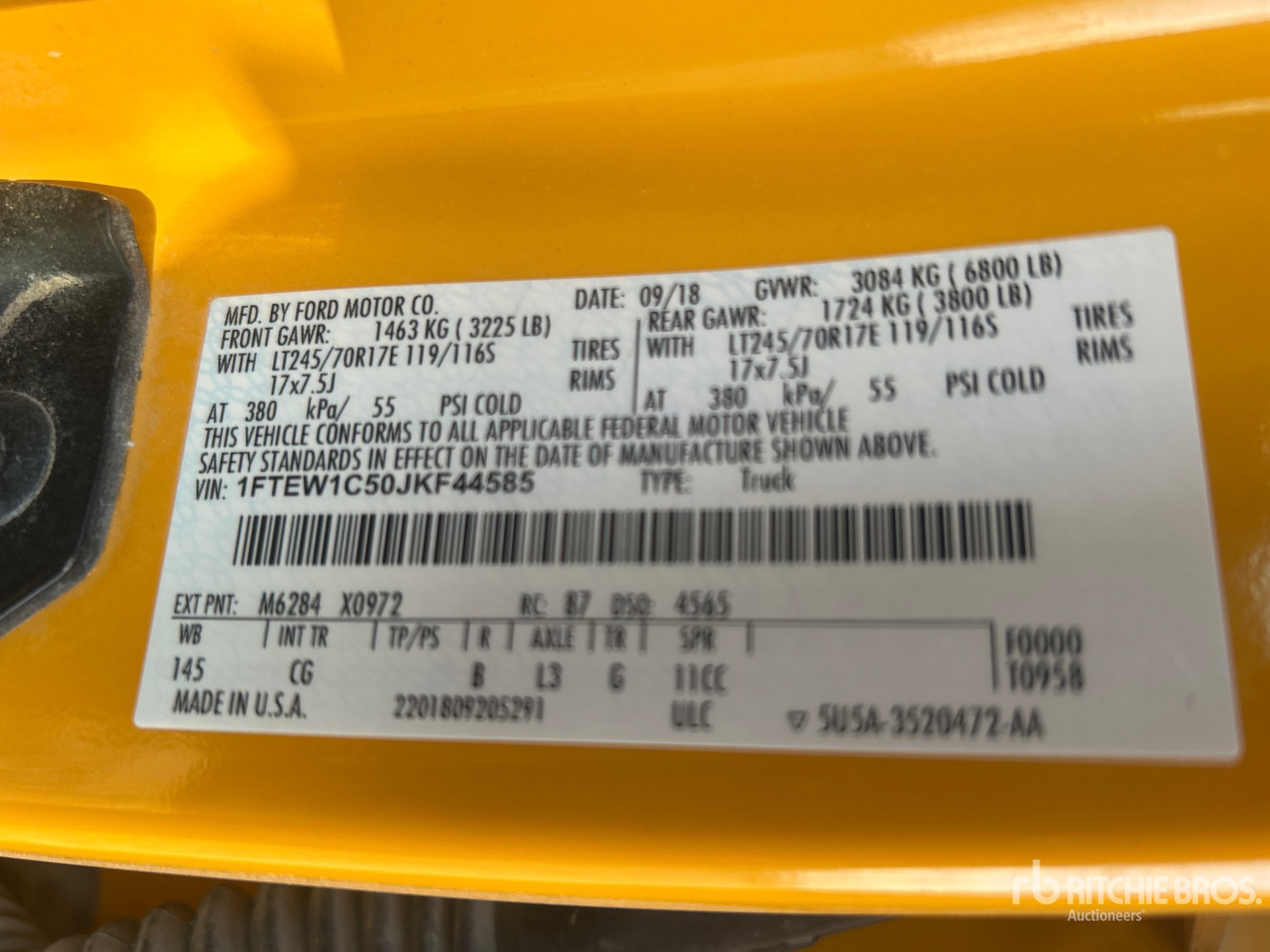 General Appearance with Serial Number / VIN