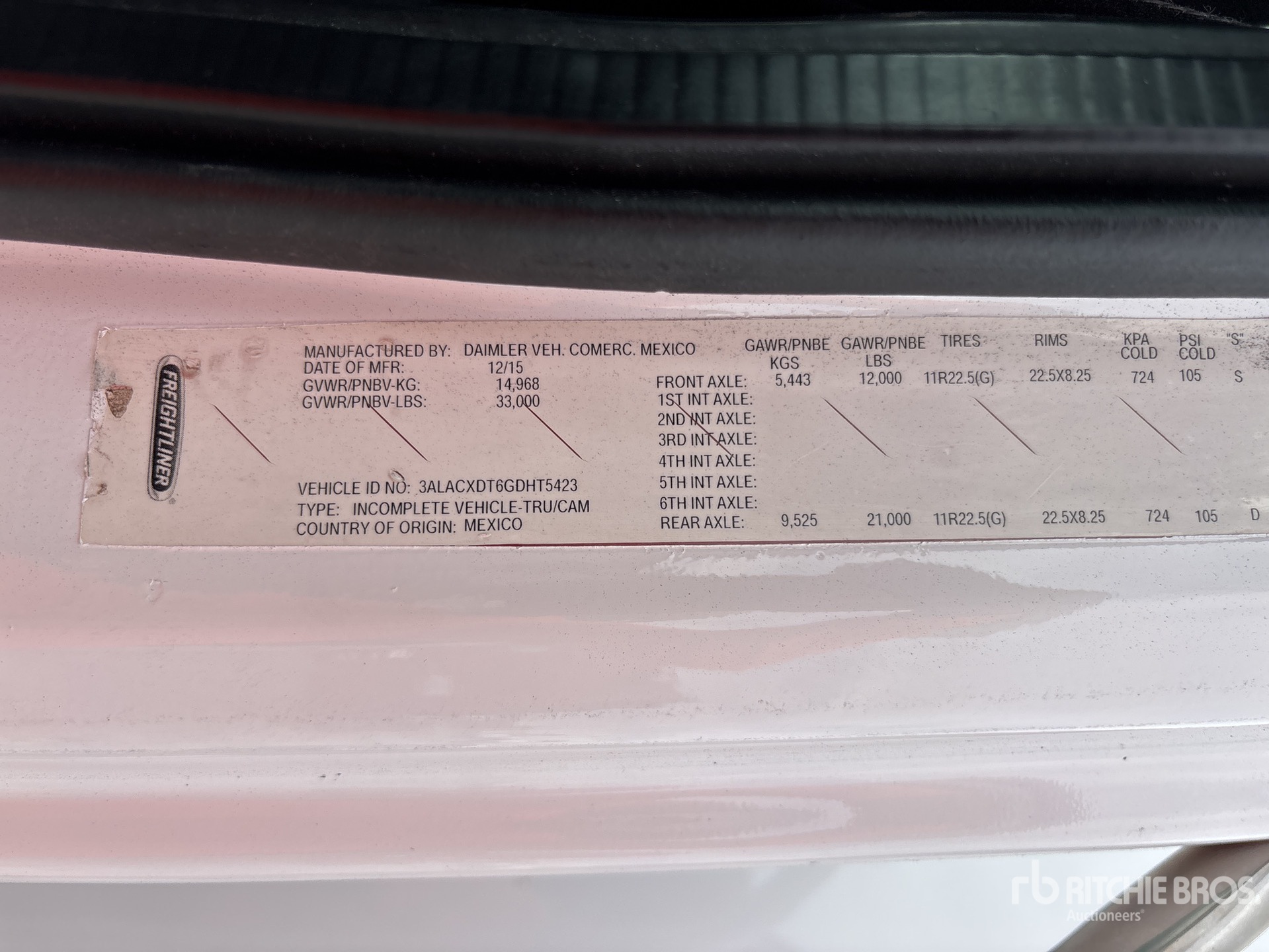 General Appearance with Serial Number / VIN