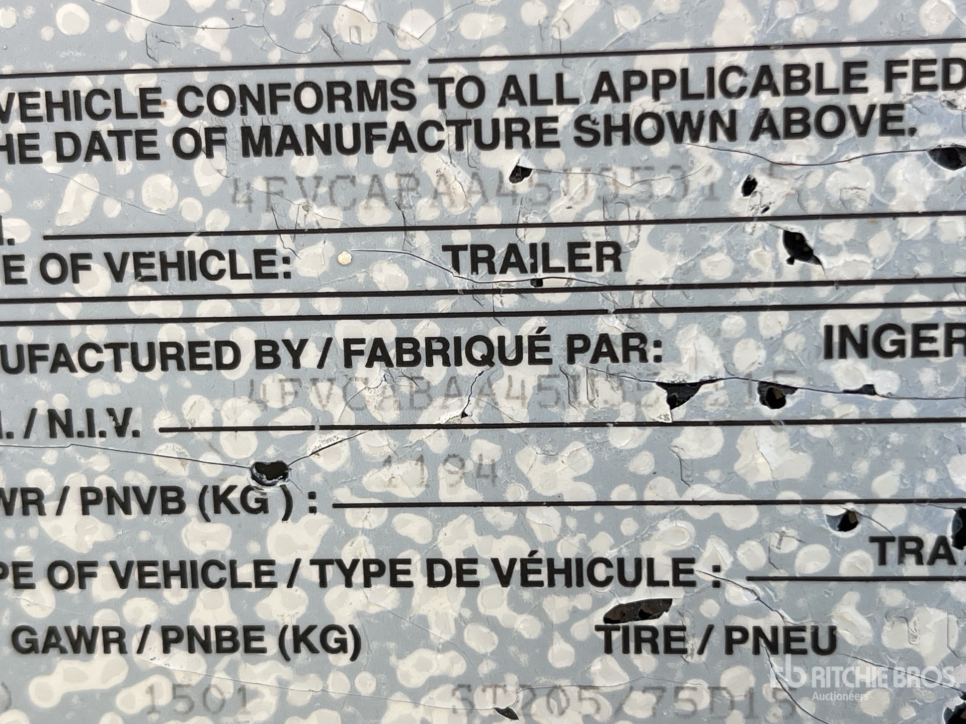 General Appearance with N.º de serie/VIN