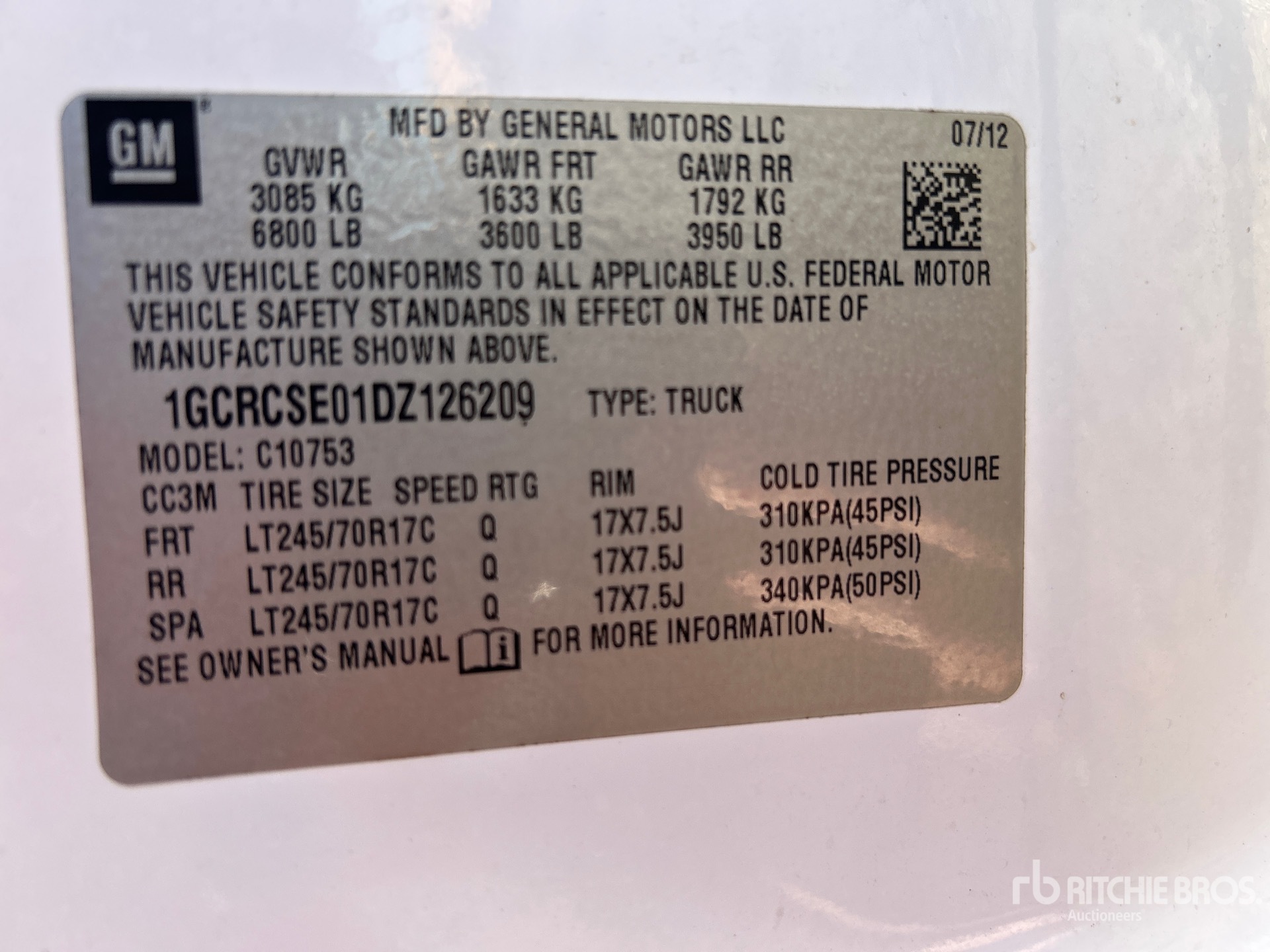 General Appearance with Serial Number / VIN