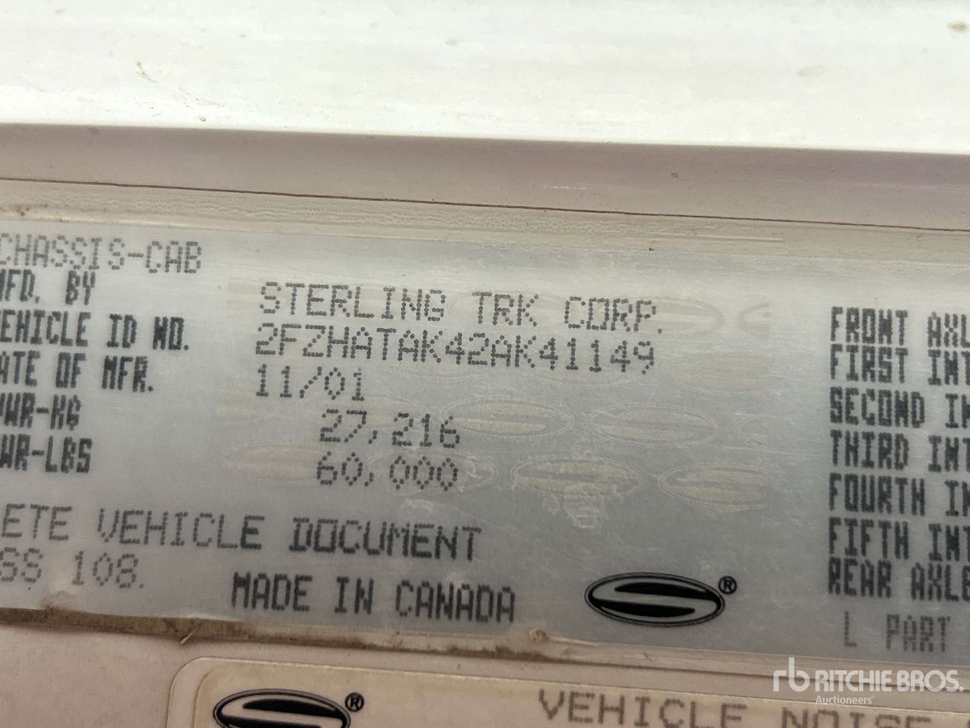 General Appearance with Serial Number / VIN