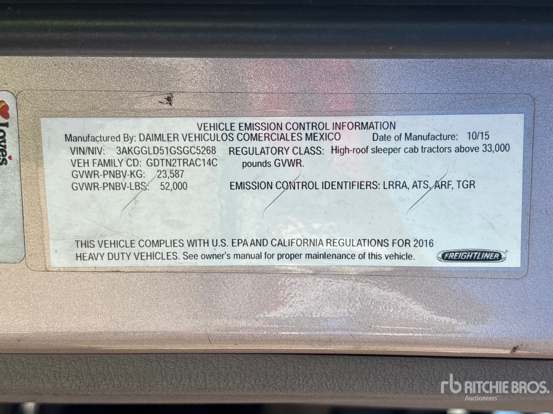 General Appearance with Serial Number / VIN