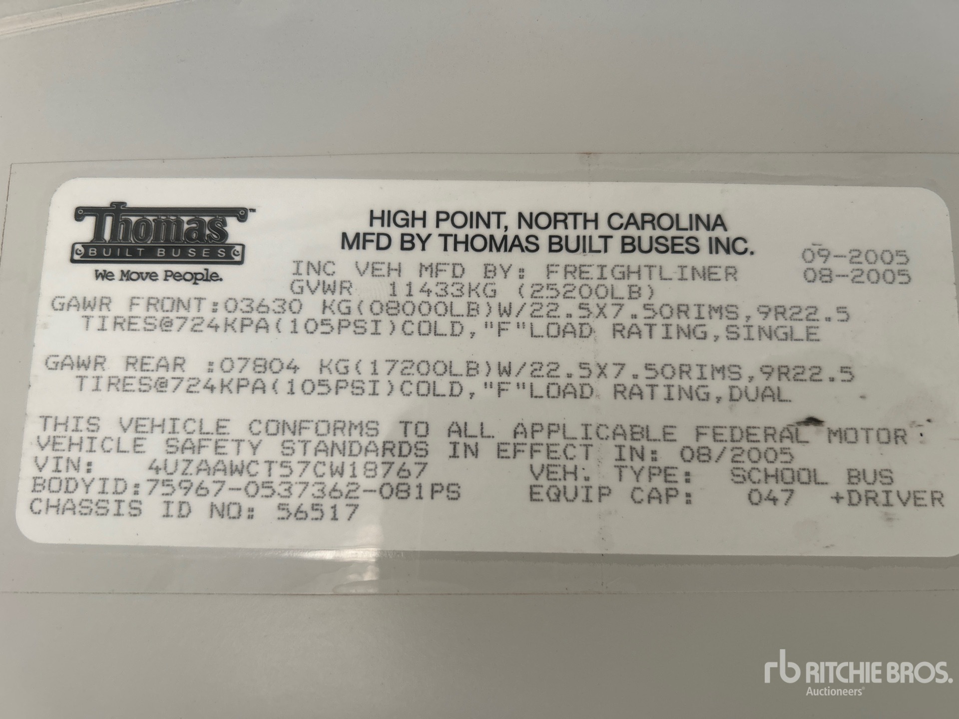 General Appearance with Serial Number / VIN