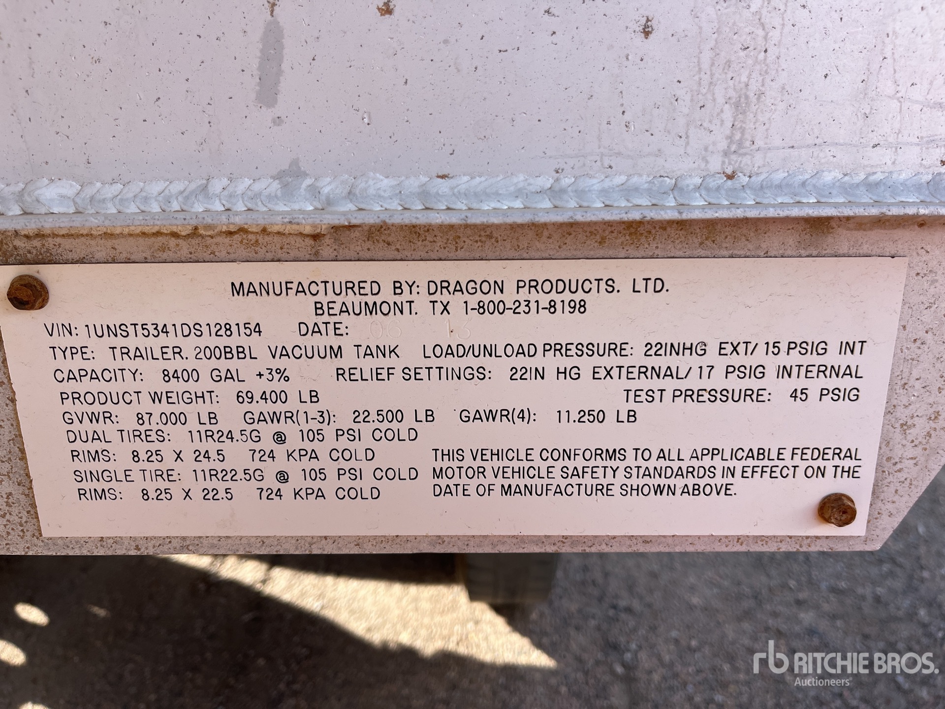 General Appearance with Serial Number / VIN