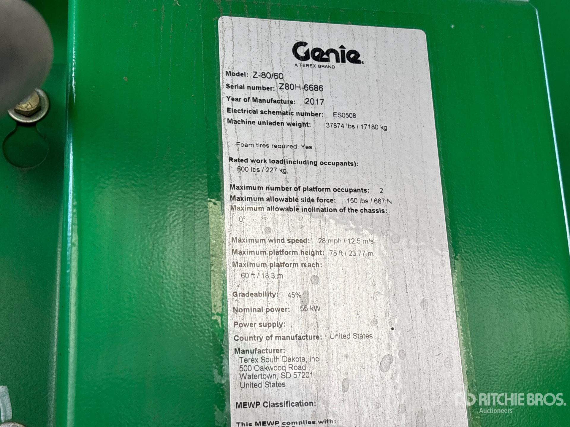 General Appearance with N.º de serie/VIN