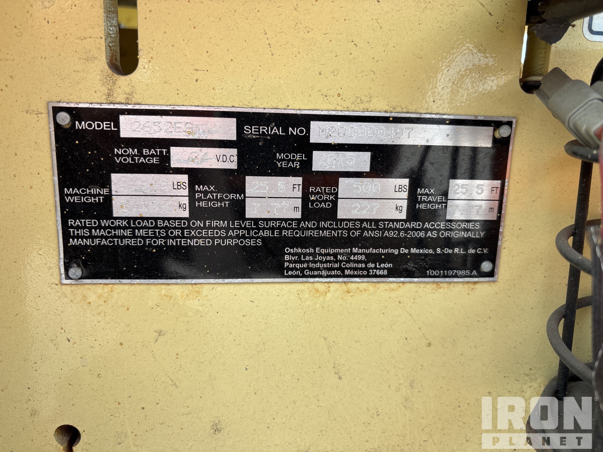 General Appearance with Serial Number / VIN