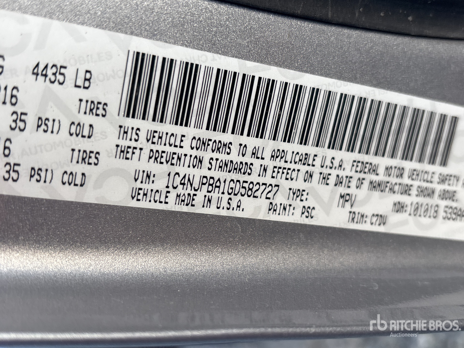 General Appearance with Serial Number / VIN