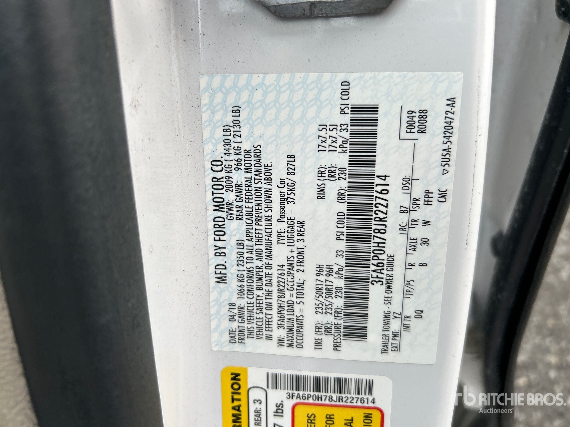 General Appearance with Serial Number / VIN