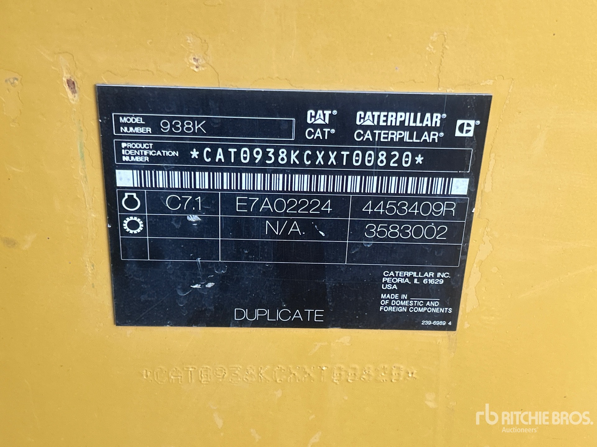 General Appearance with Serial Number / VIN