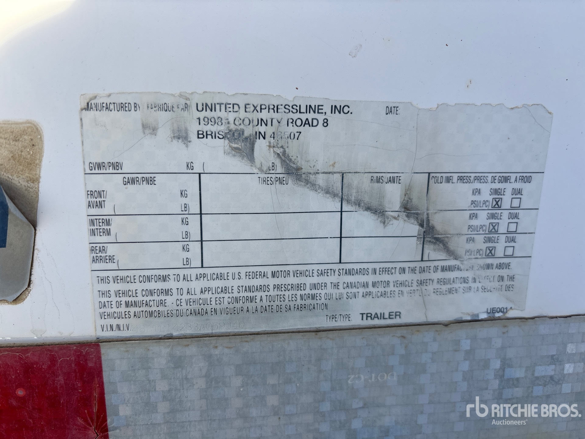 General Appearance with Serial Number / VIN